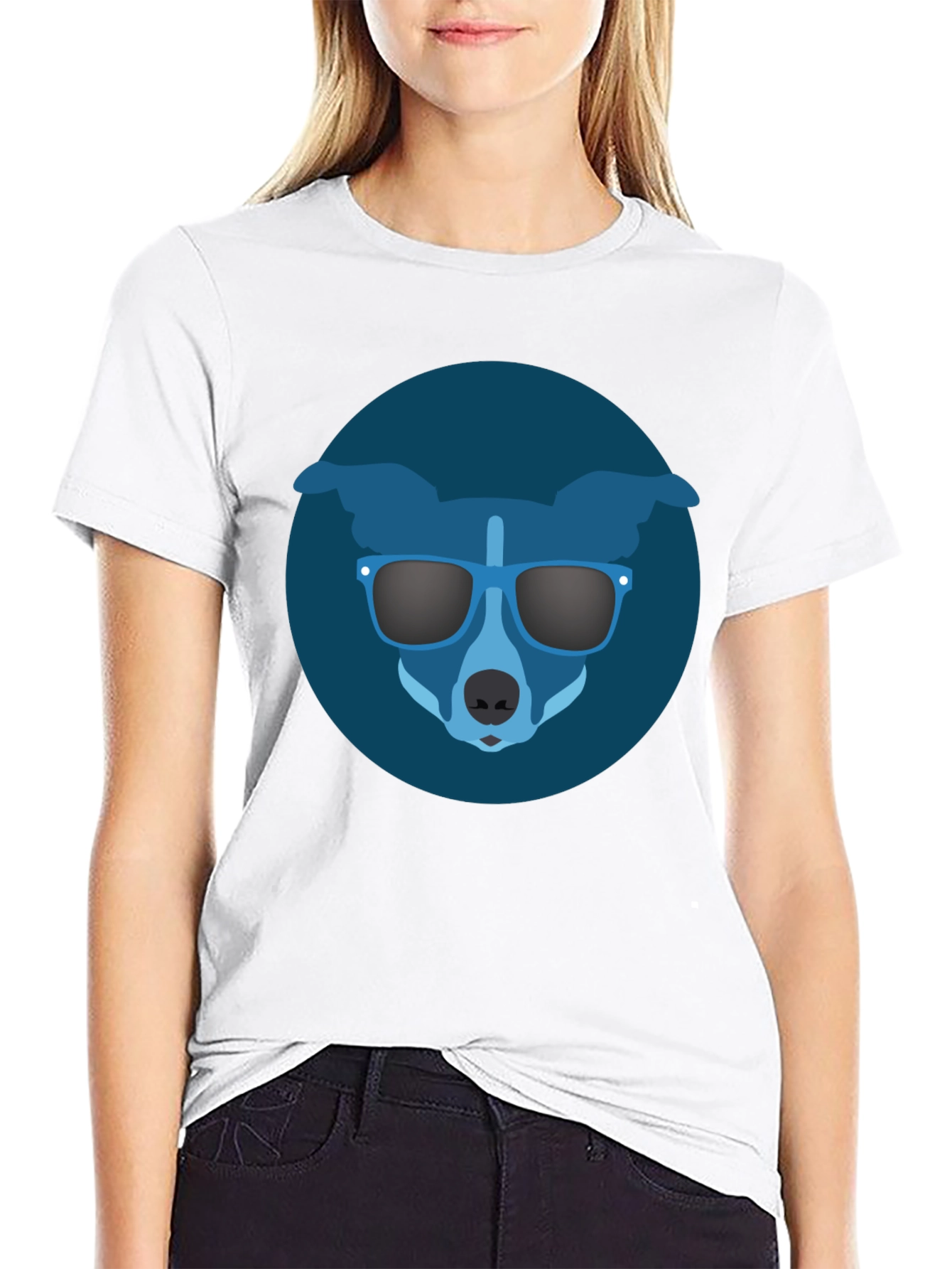 Black Cool Dog Graphic Tee - Black Cotton T-Shirt view 9