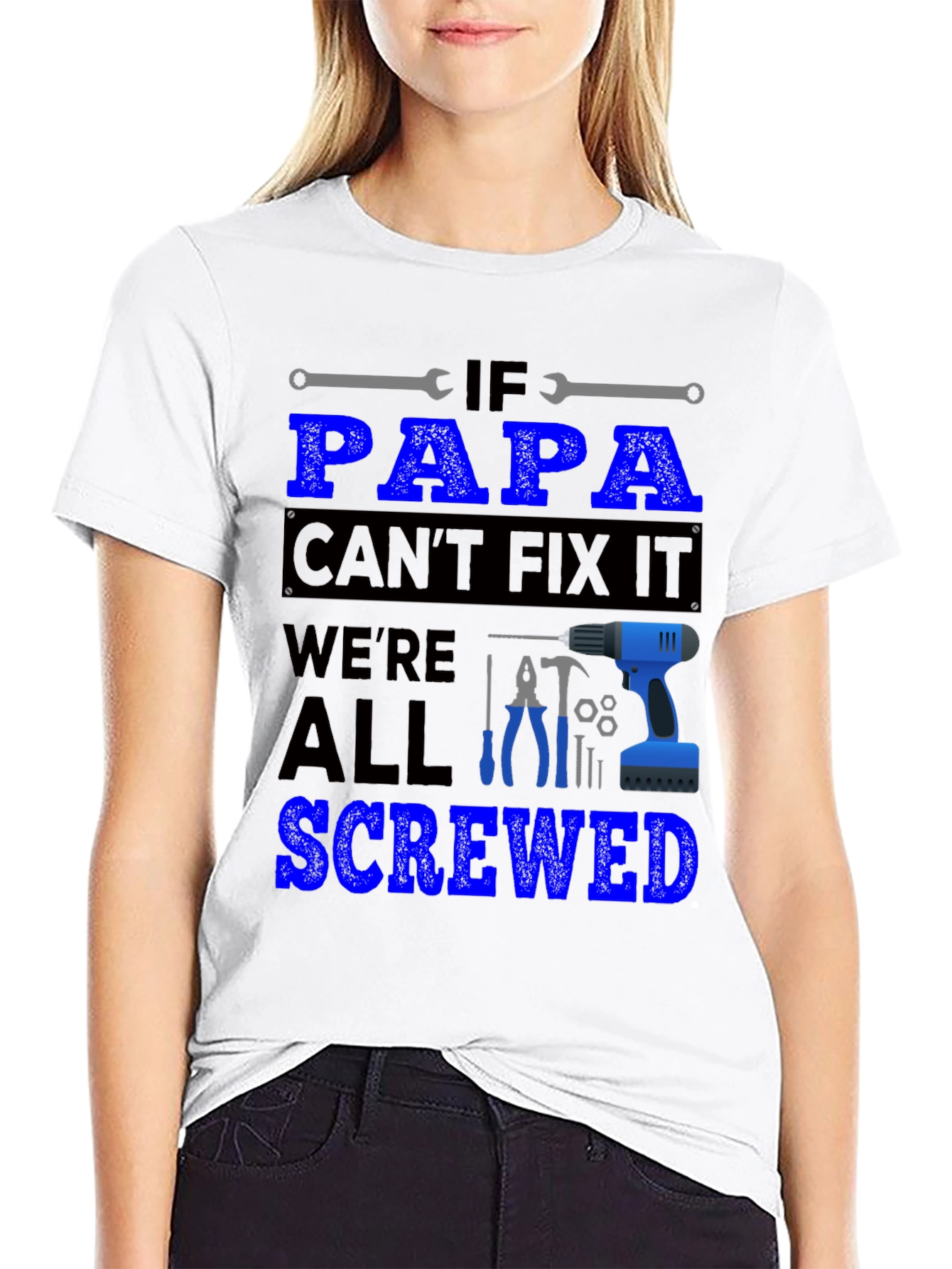 Black Papa Can Fix It T-Shirt view 9