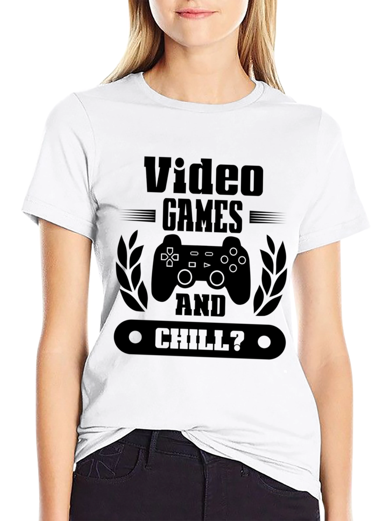 Black Video Games and Chill Men's Black Graphic Tee view 9