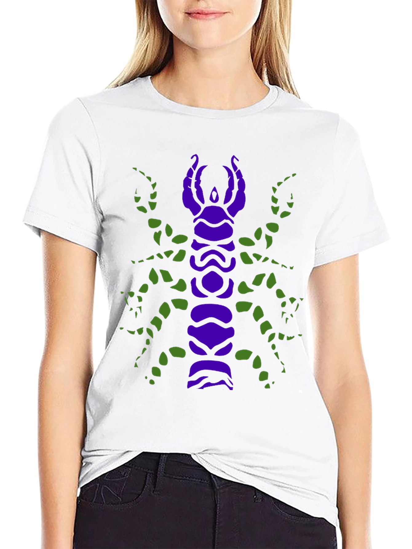 Black Scorpion Graphic Tee - Unique Purple and Green Design view 9