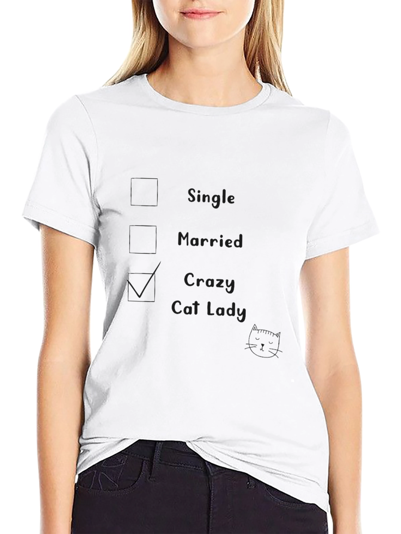 Black Crazy Cat Lady T-Shirt - Novelty Graphic Tee for Cat Lovers view 9