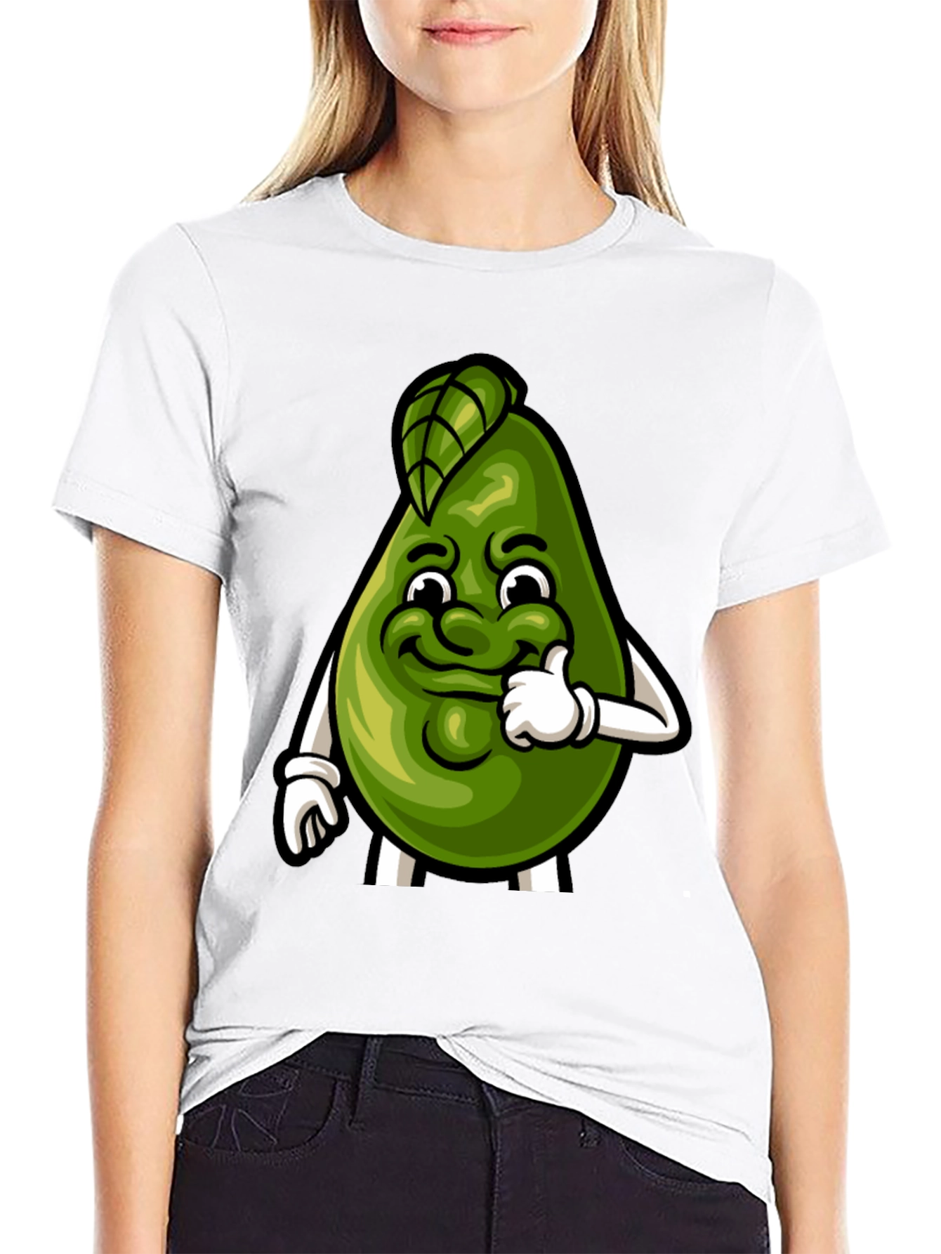Black Funny Avocado Cartoon Graphic Tee - Soft Cotton Shirt view 9
