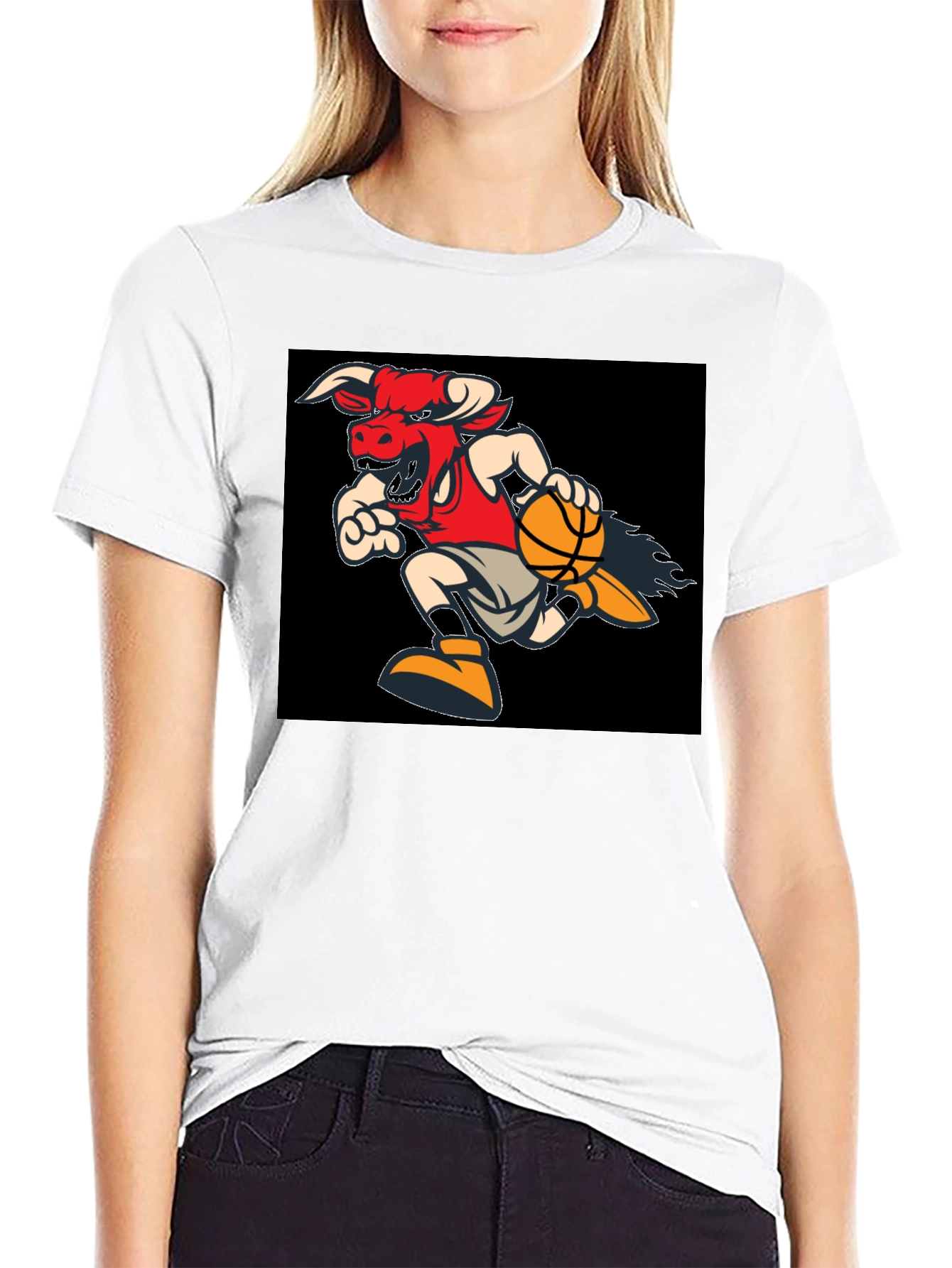 Black Fiery Bulls Basketball Black T-Shirt view 9