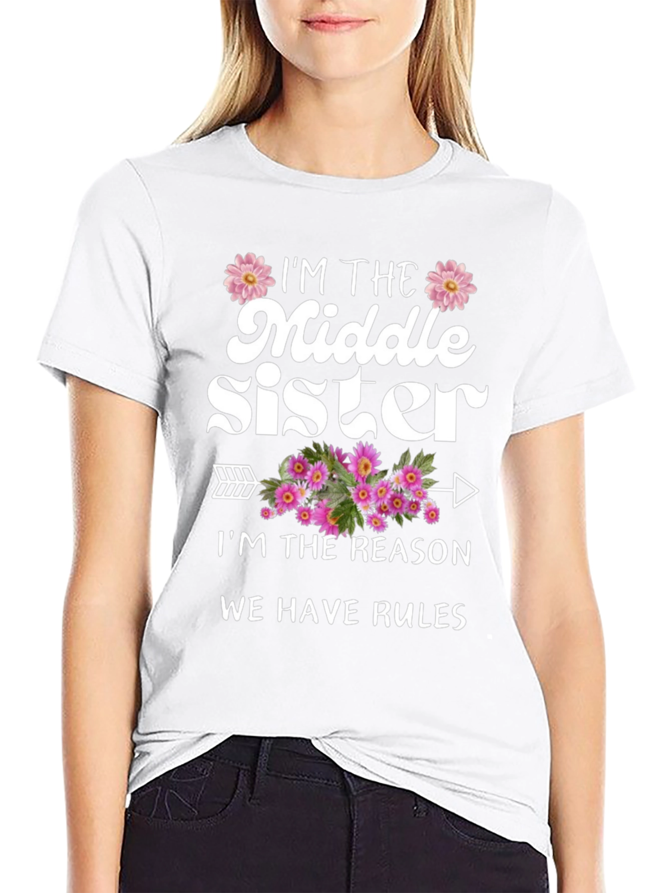 Black Middle Sister T-Shirt - Reason We Have Rules view 9