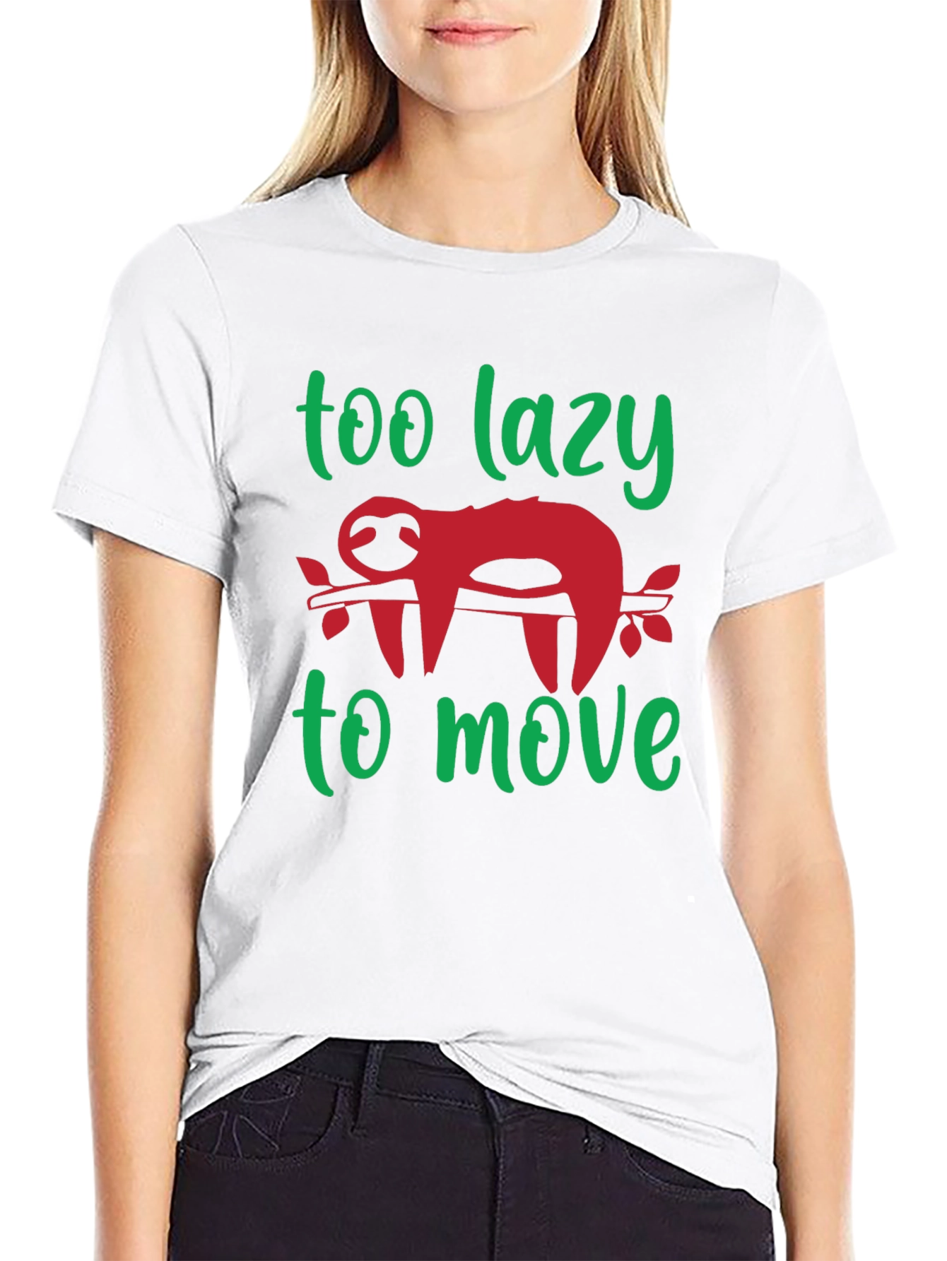 Black Too Lazy to Move Sloth Graphic Tee view 9