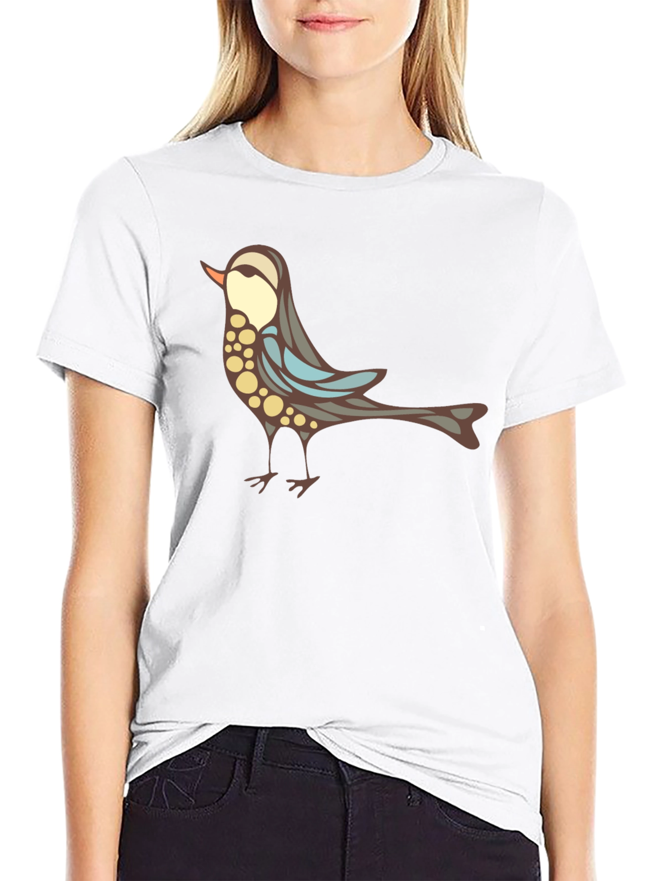 Black Stylish Bird Graphic Black T-Shirt view 9