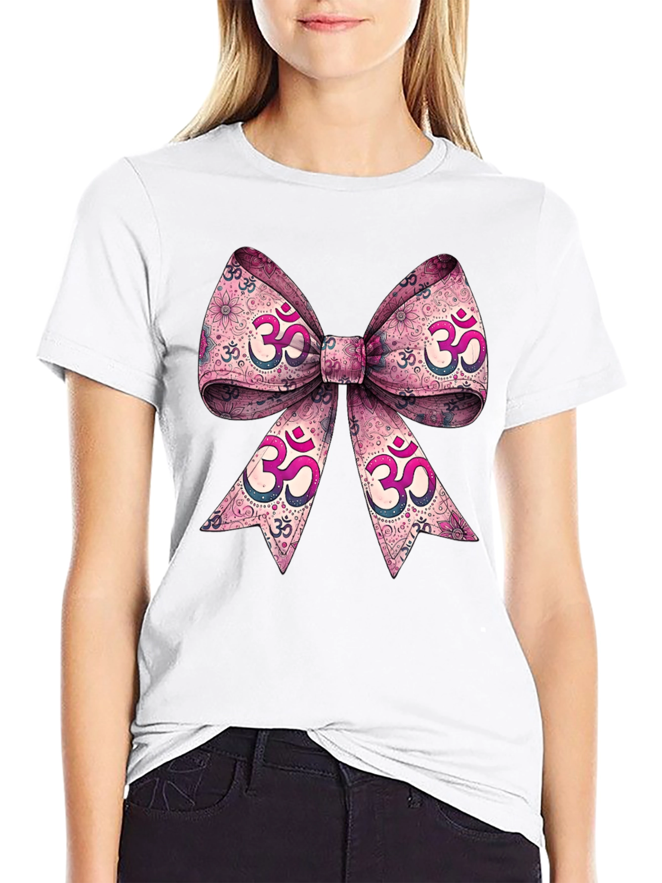 Black Om Symbol Bow T-Shirt view 9