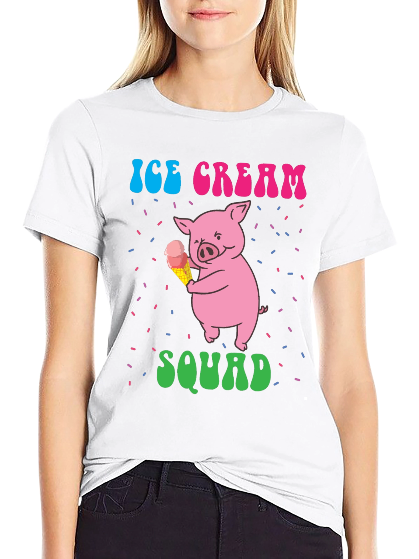 Black Ice Cream Pig Squad Tee view 9
