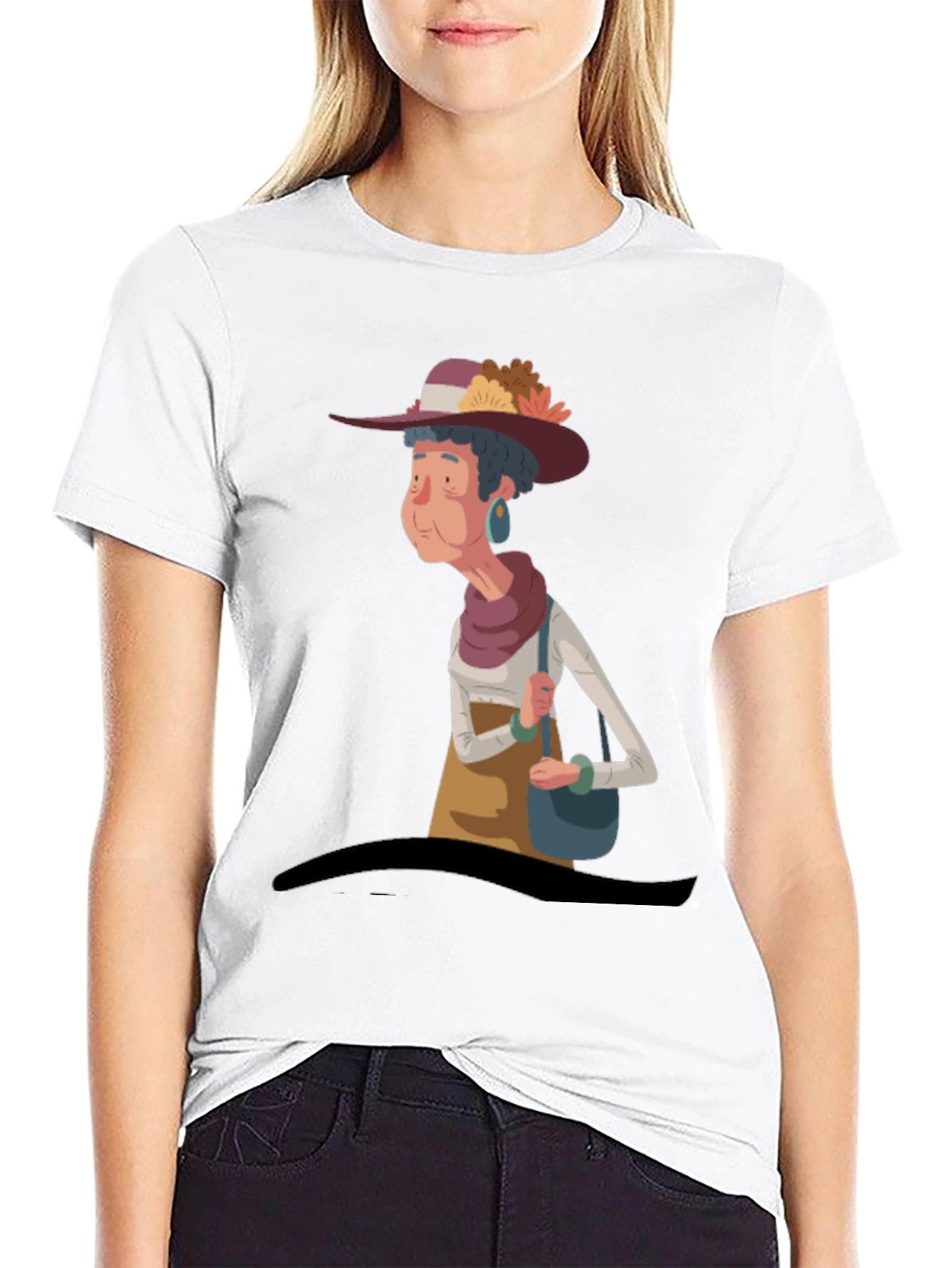 Black Cartoon Grandma T-Shirt view 9
