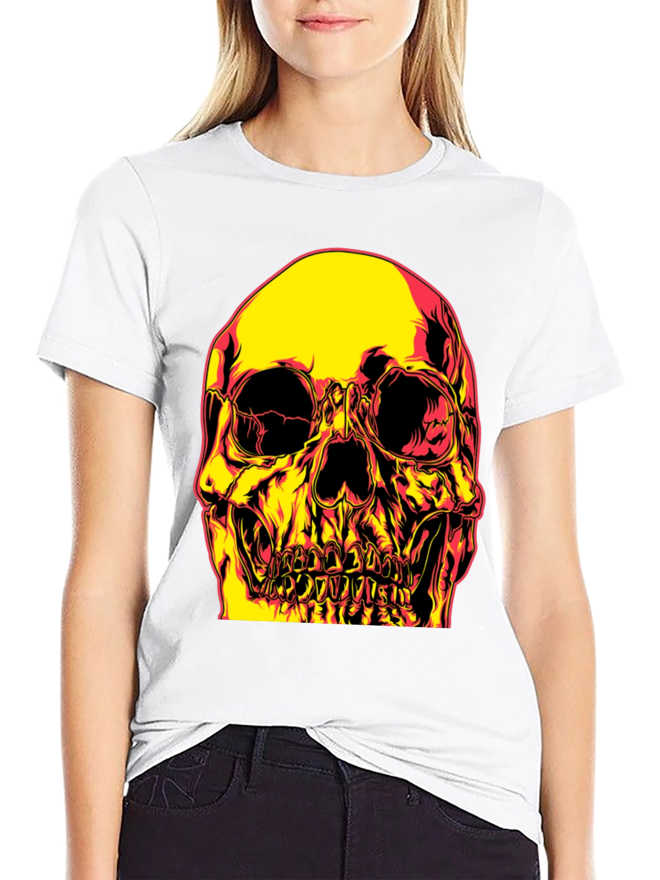Black Skull Graphic Print Black T-Shirt view 9