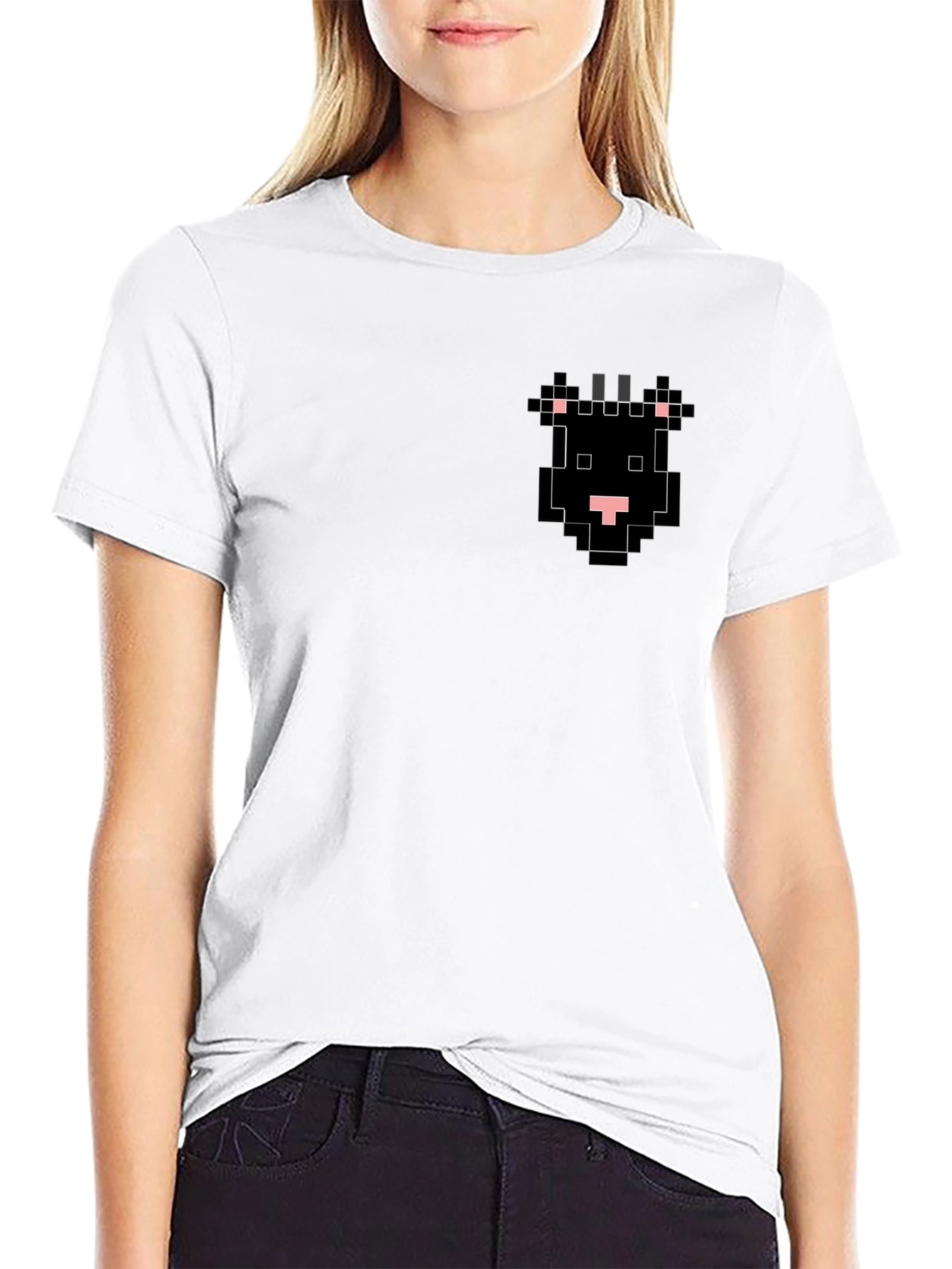 Black Pixel Cow Black T-Shirt - Unique Design view 9