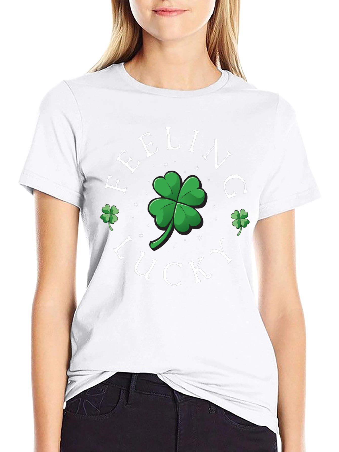 Black Feeling Lucky Shamrock Graphic Tee view 9