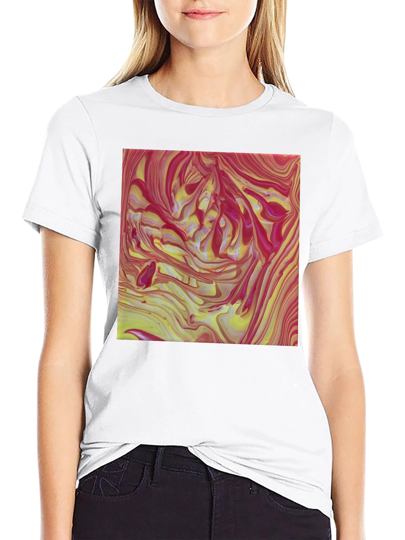 Black Abstract Swirl Art T-Shirt view 9