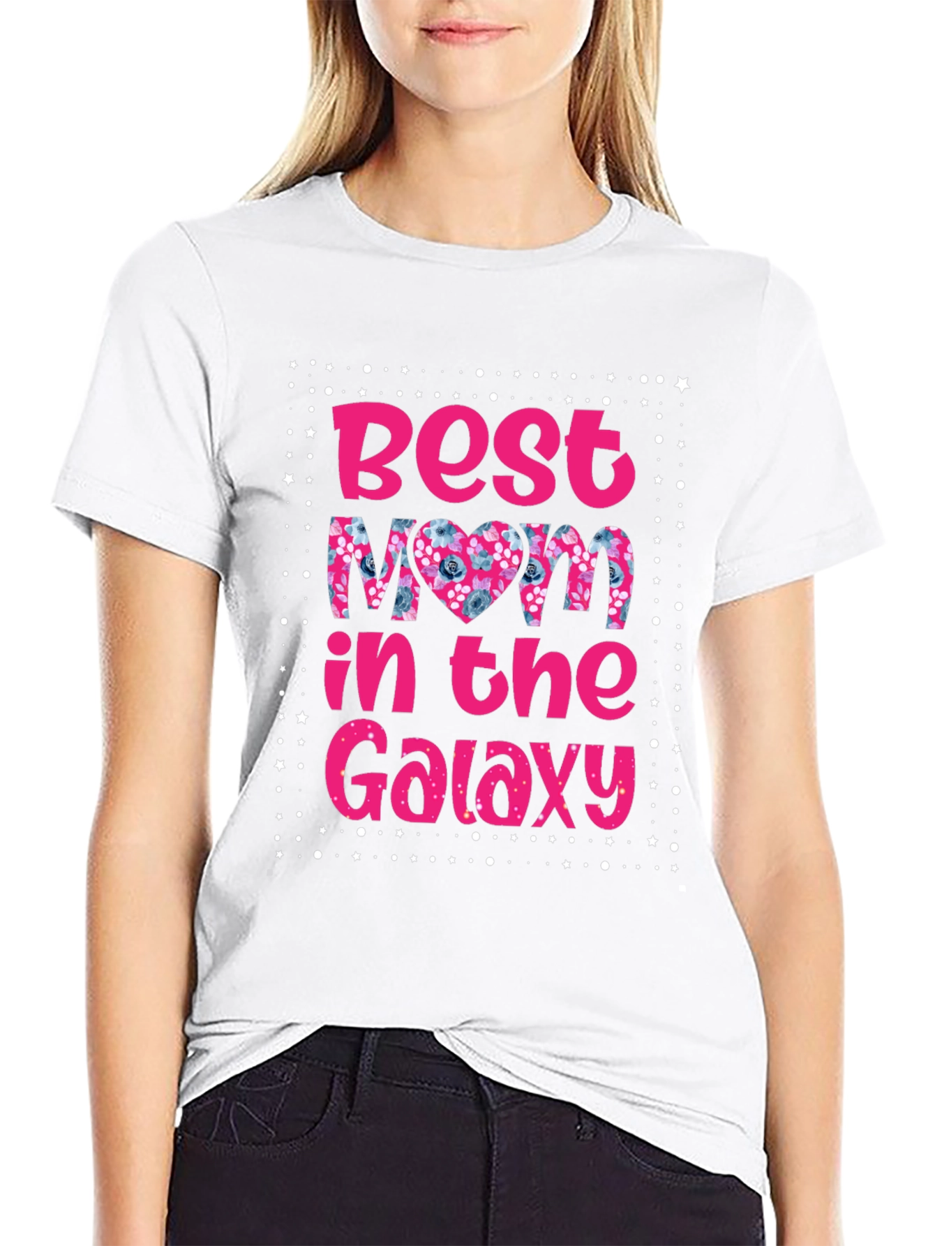 Black Best Mom in the Galaxy T-Shirt view 9