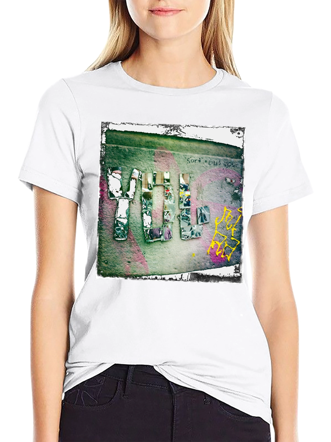 Black Abstract Graphic Print Crew Neck T-Shirt view 9