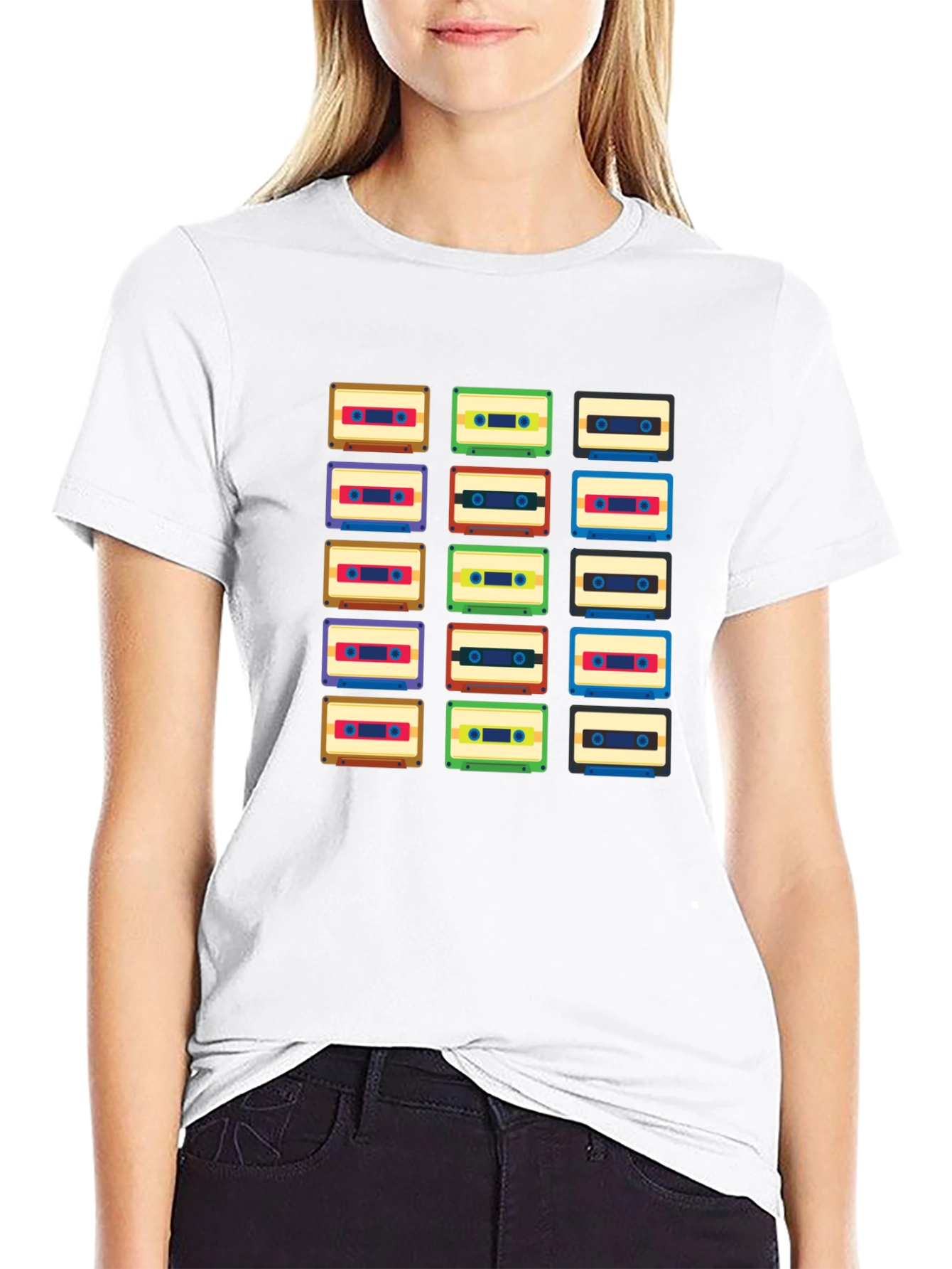 Black Retro Cassette Tape T-Shirt - Vintage Music Lover Tee view 9