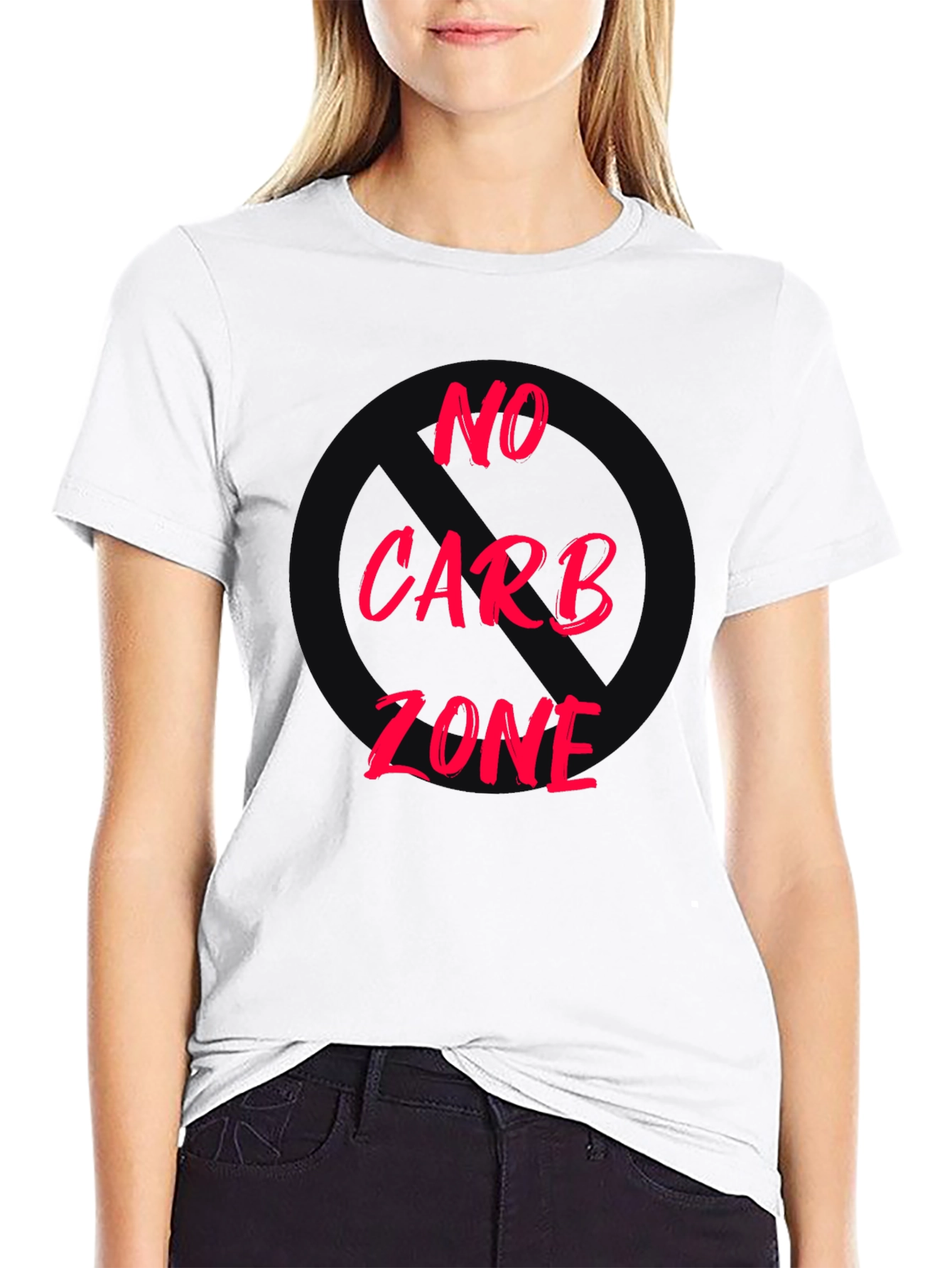 Black No Carb Zone Black T-Shirt view 9
