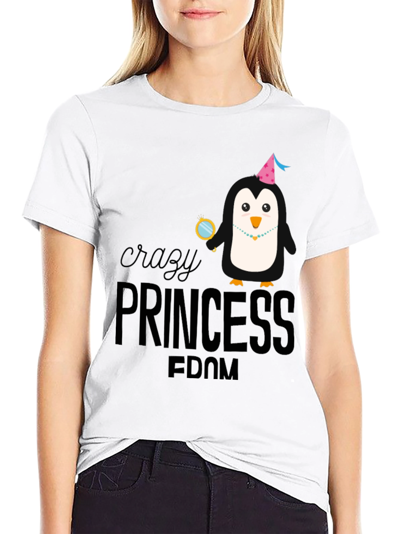 Black Crazy Princess Penguin Graphic Tee view 9