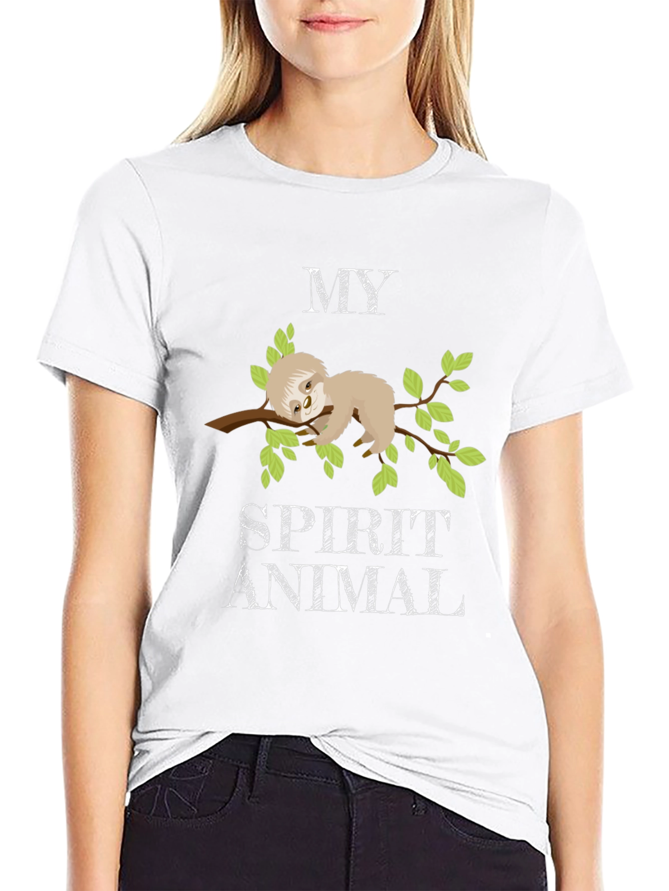 Black Sloth Spirit Animal Graphic T-Shirt view 9