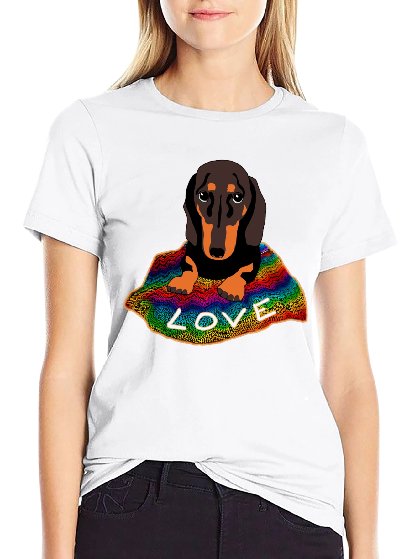 Black Dachshund LOVE Graphic T-Shirt view 9