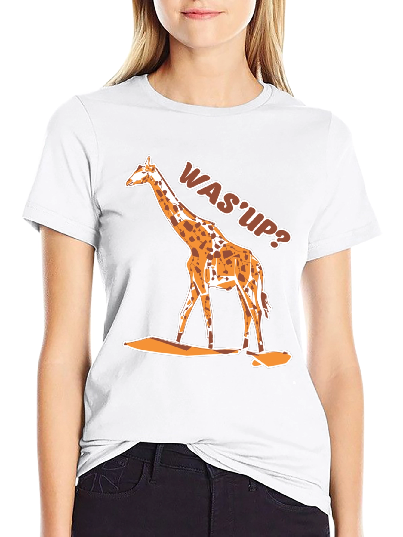 Black Giraffe Was'Up Graphic Tee - Black T-Shirt view 9