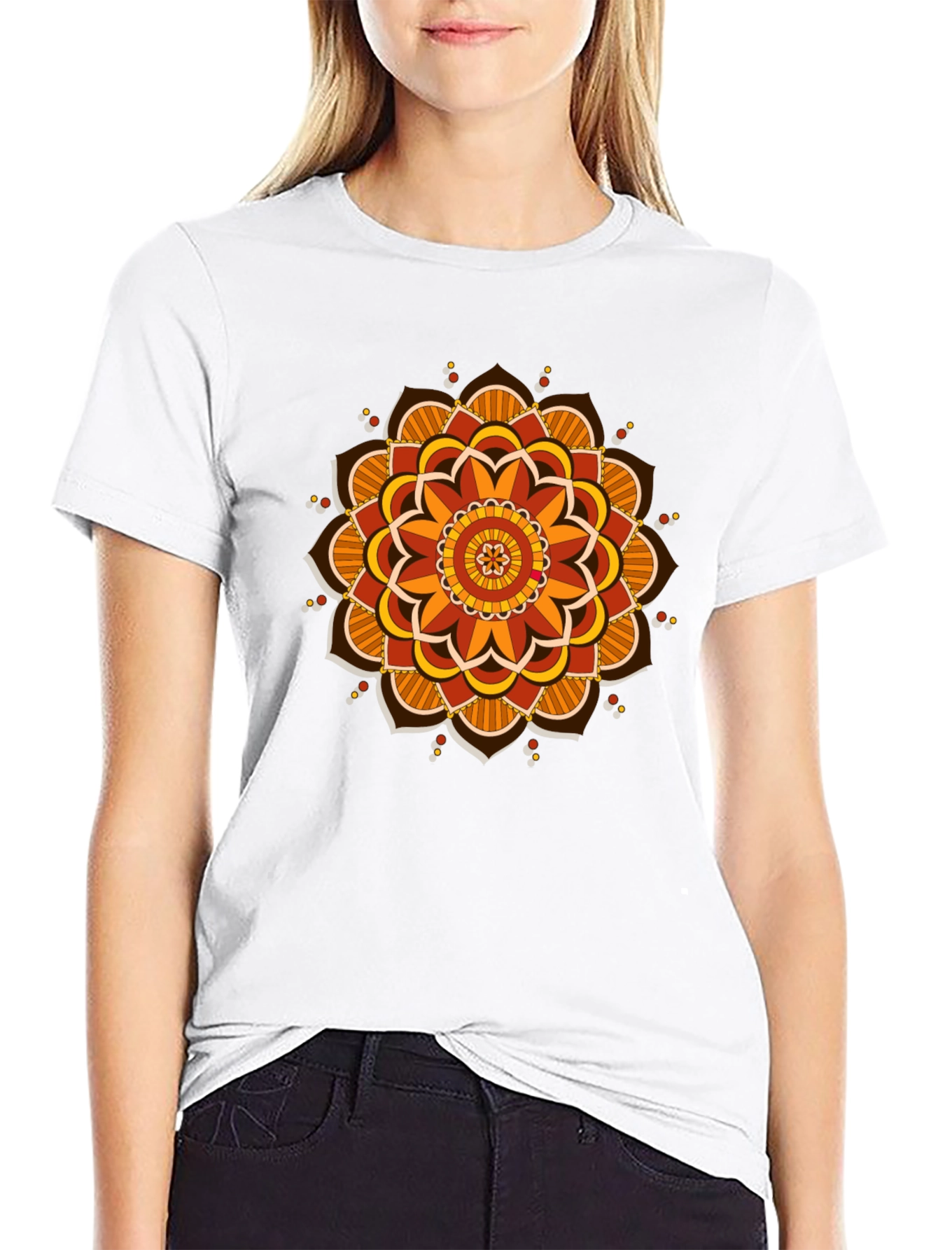 Black Mandala Graphic Tee - Black Cotton Blend view 9