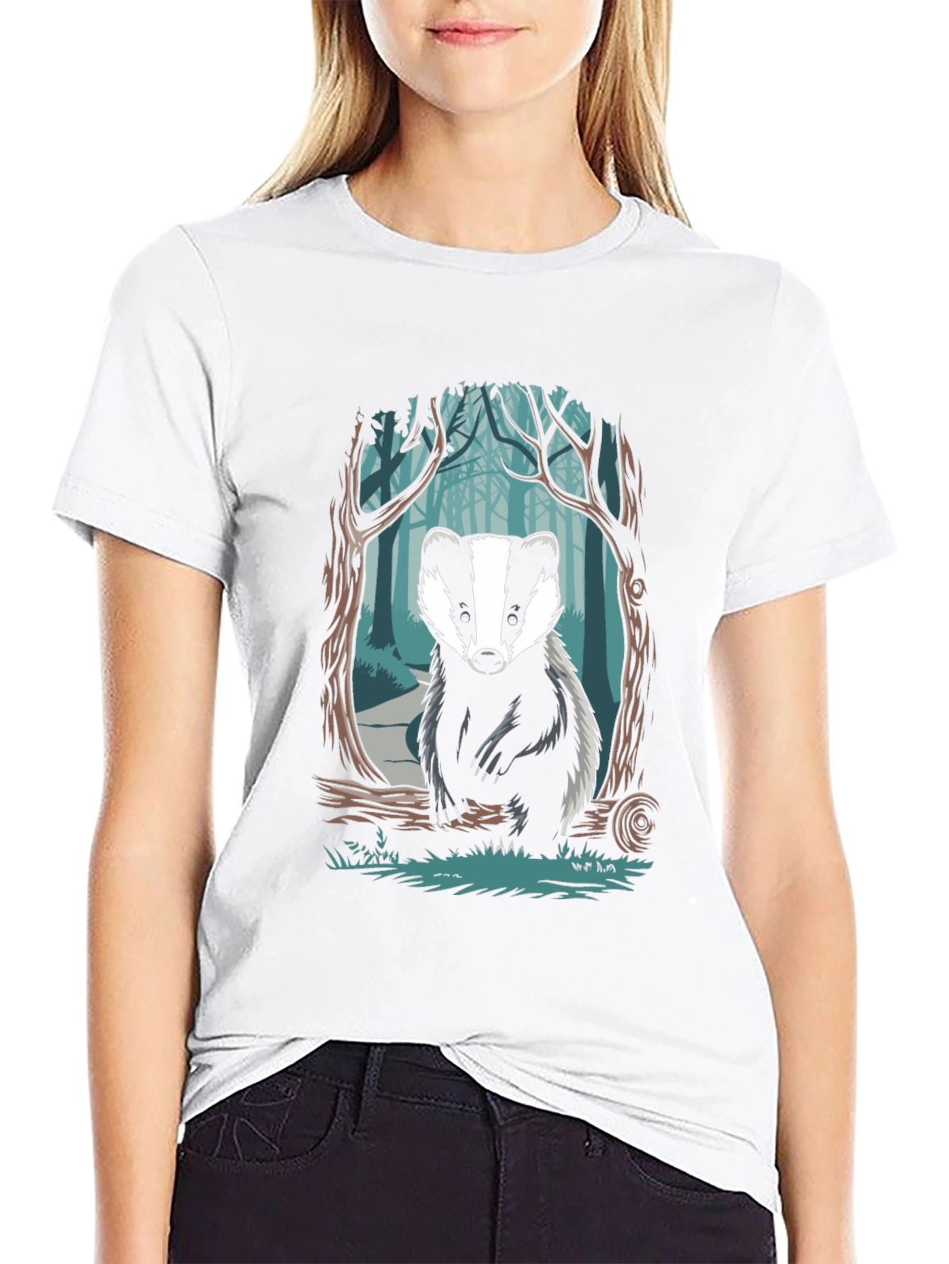 Black Badger Forest Graphic Tee - Nature Inspired Design view 9