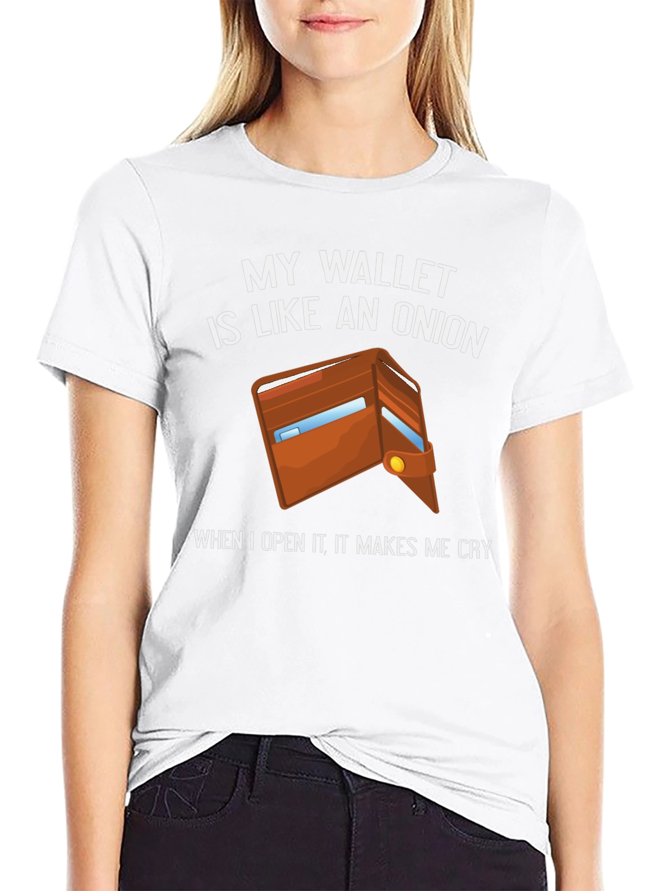 Black Funny Wallet Onion Graphic T-Shirt view 9