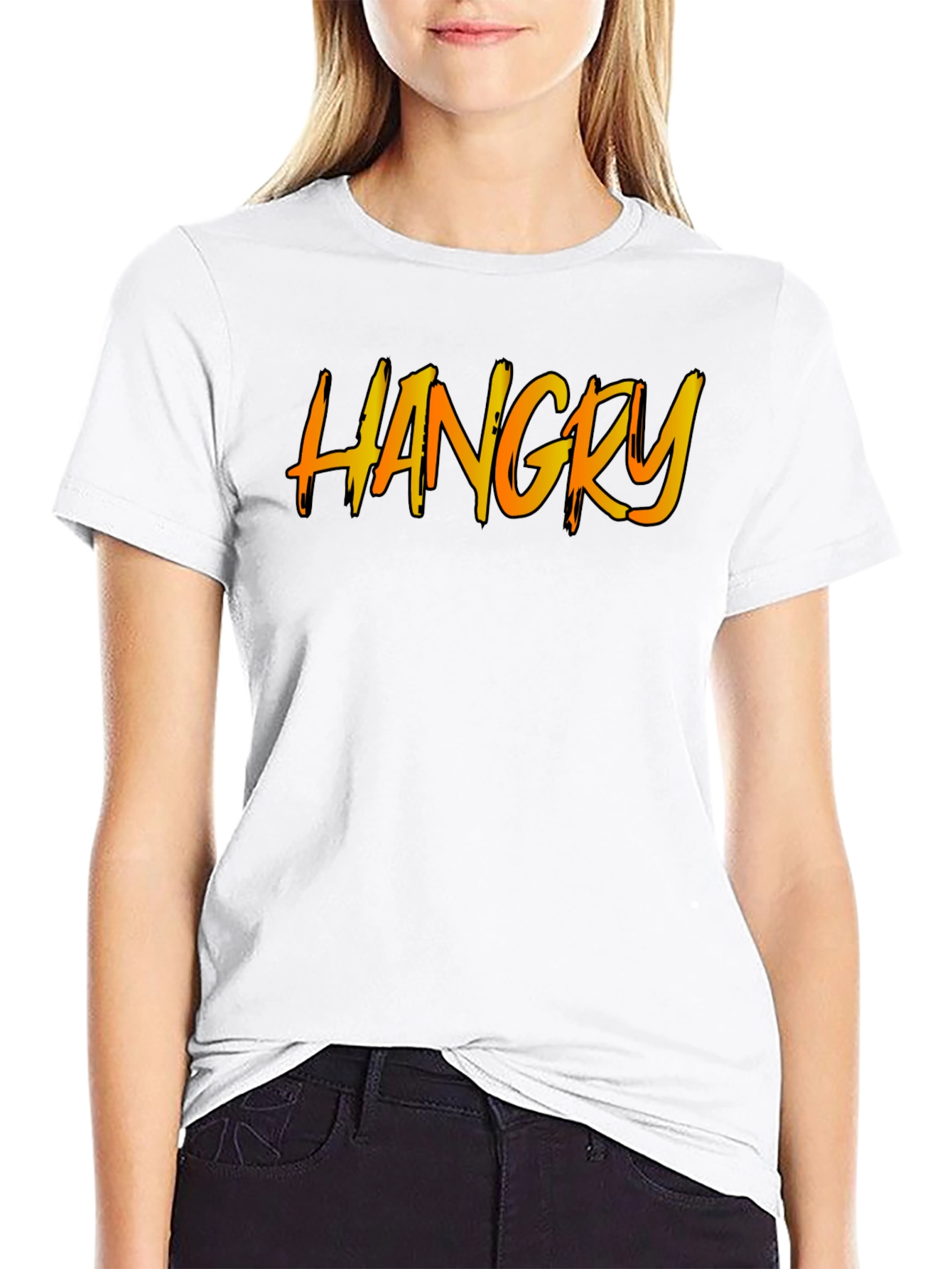 Black Hangry T-Shirt - Black Cotton Crew Neck view 9
