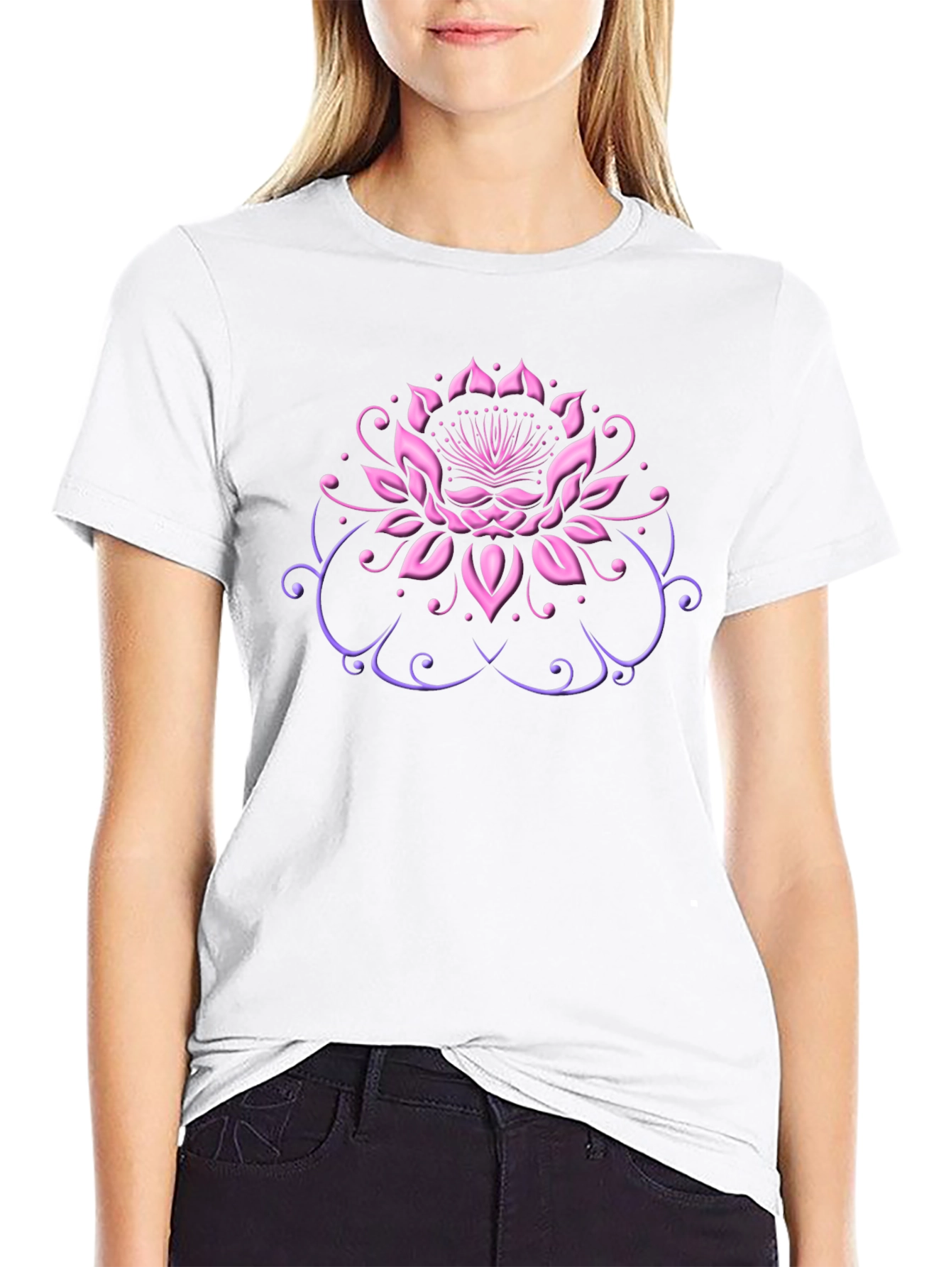 Black Lotus Flower Graphic Tee view 9