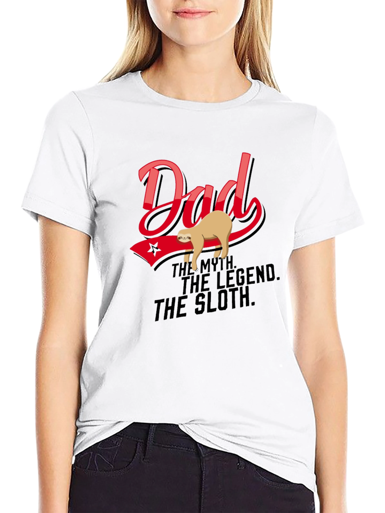 Black Dad: The Myth. The Legend. The Sloth T-Shirt view 9