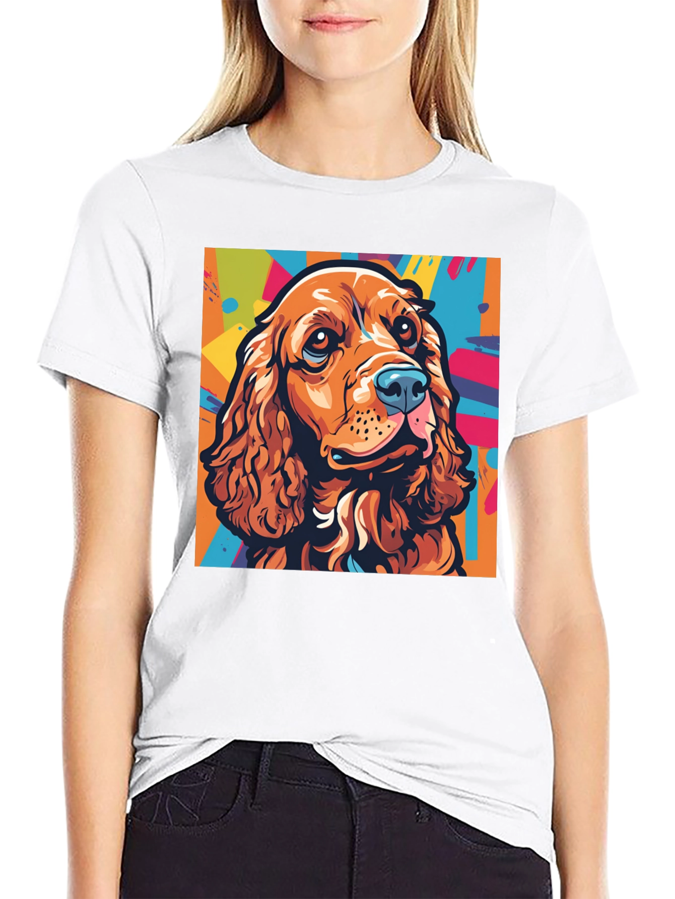 Black Dog Art Graphic Tee - Cocker Spaniel Pop Art T-Shirt view 9