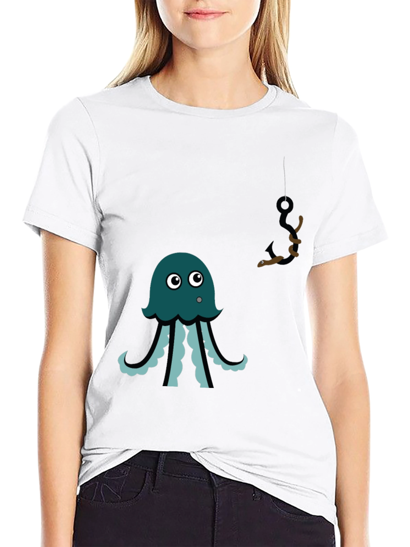 Black Octopus Fishing Graphic Tee - Men's Black T-Shirt view 9