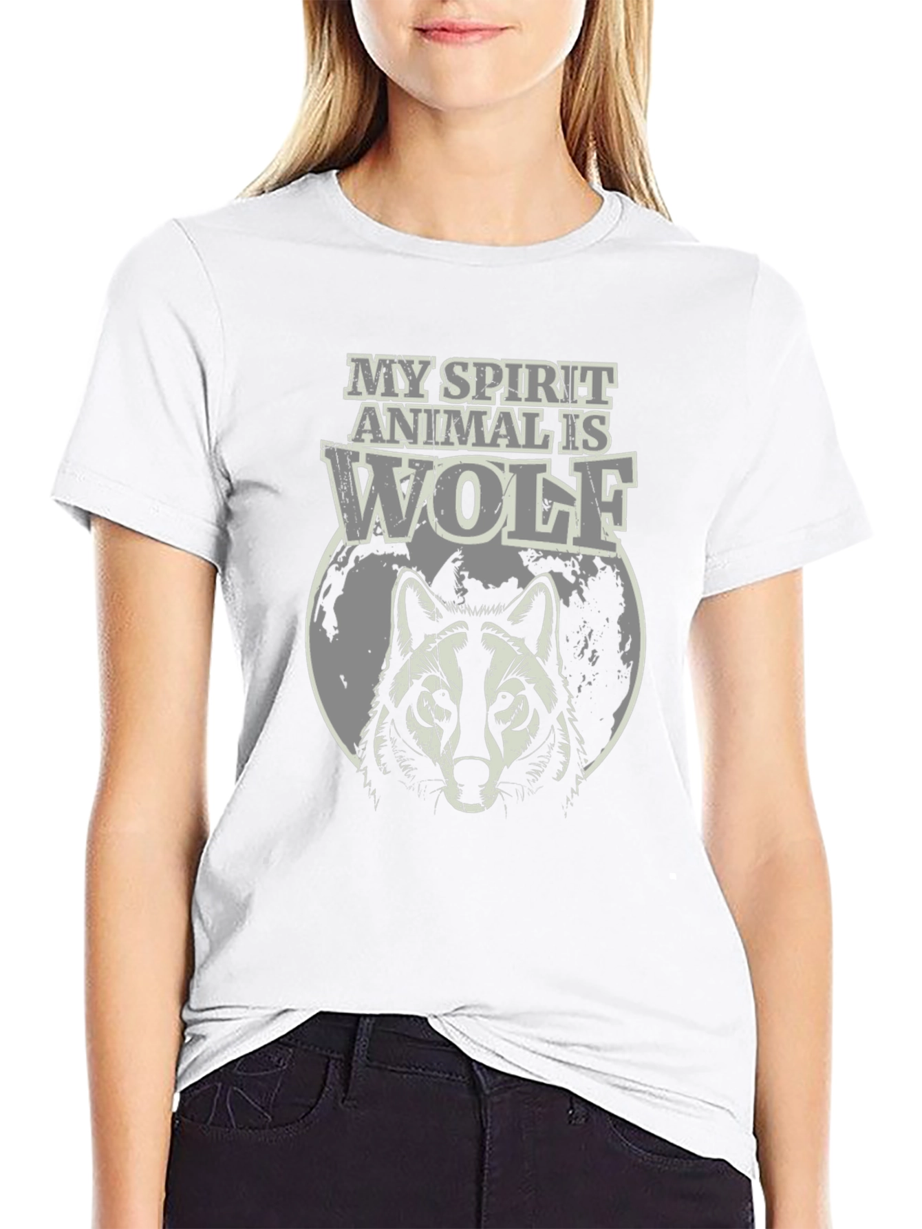 Black Wolf Spirit Animal Graphic T-Shirt view 9