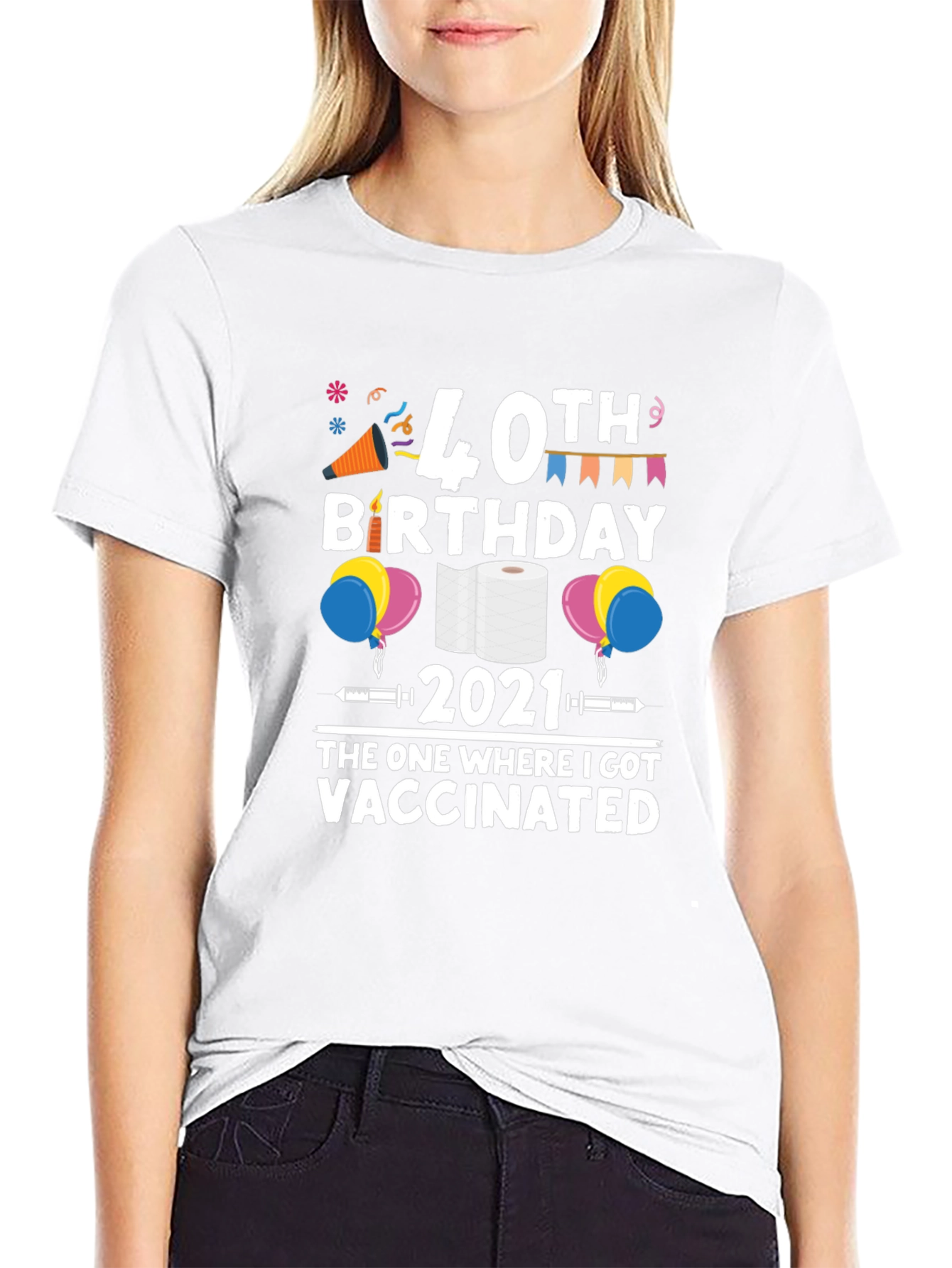 Black 40th Birthday Vaccinated 2021 Novelty T-Shirt view 9