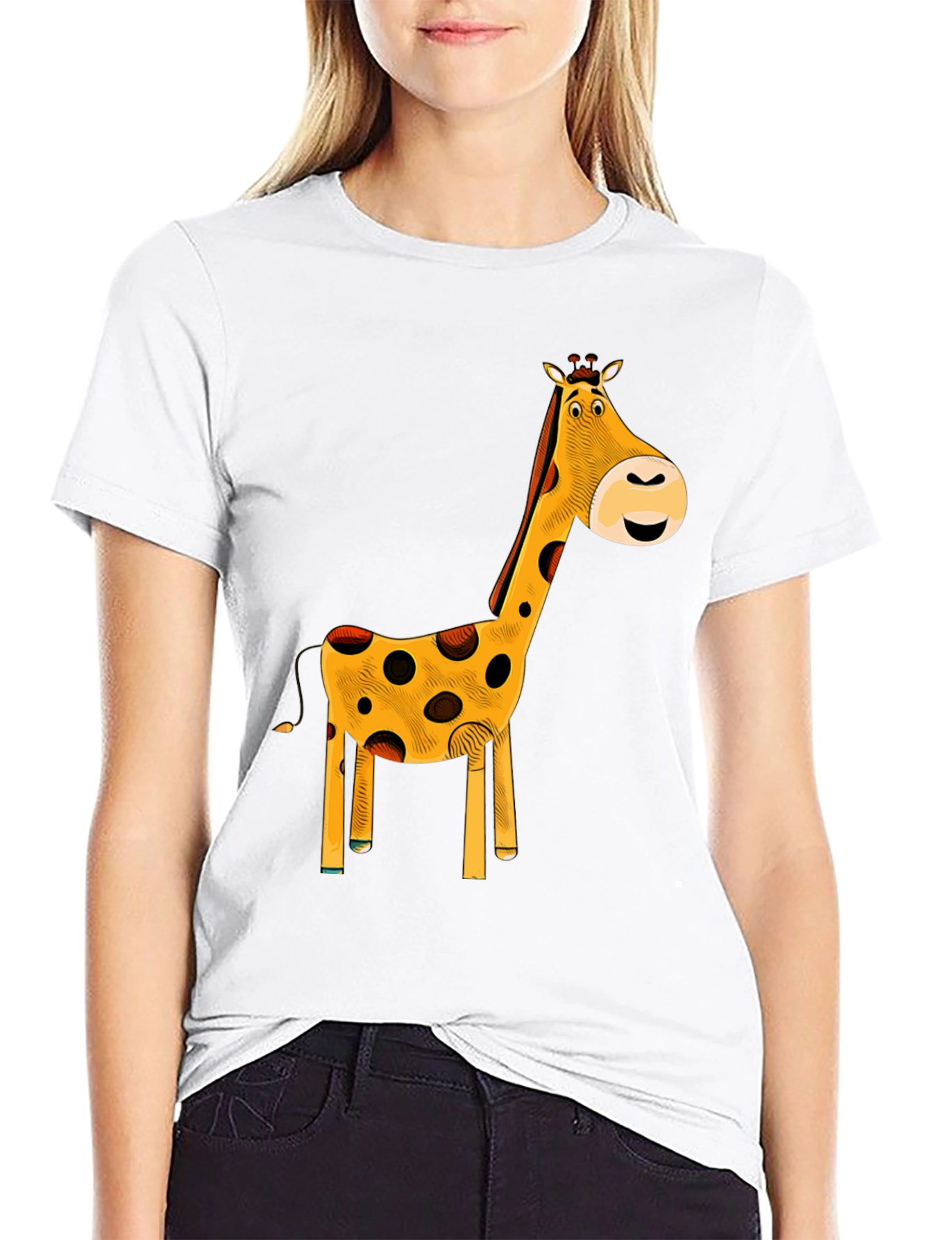 Black Giraffe Graphic T-Shirt - Black Cotton Tee view 9