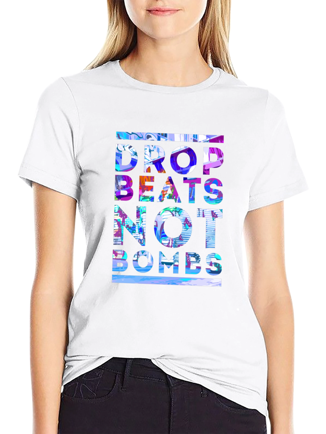 Black Drop Beats Not Bombs Graphic Tee view 9