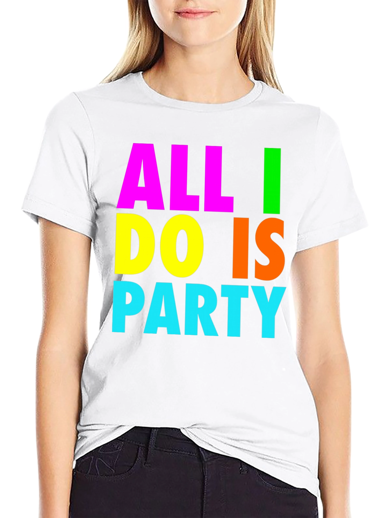Black All I Do Is Party Graphic Tee - Bold & Fun! view 9