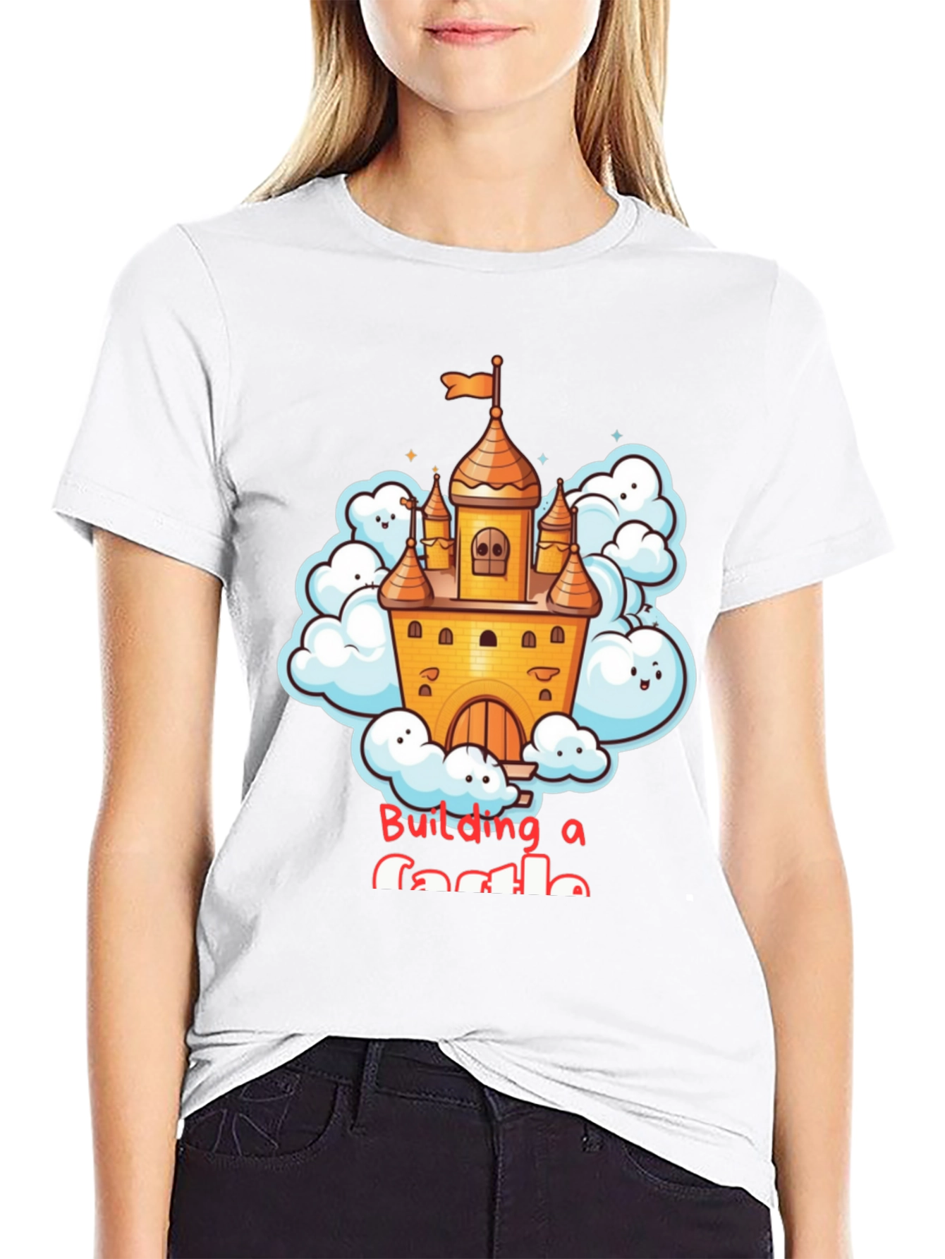 Black Building a Castle T-Shirt - Fun Cartoon Design view 9