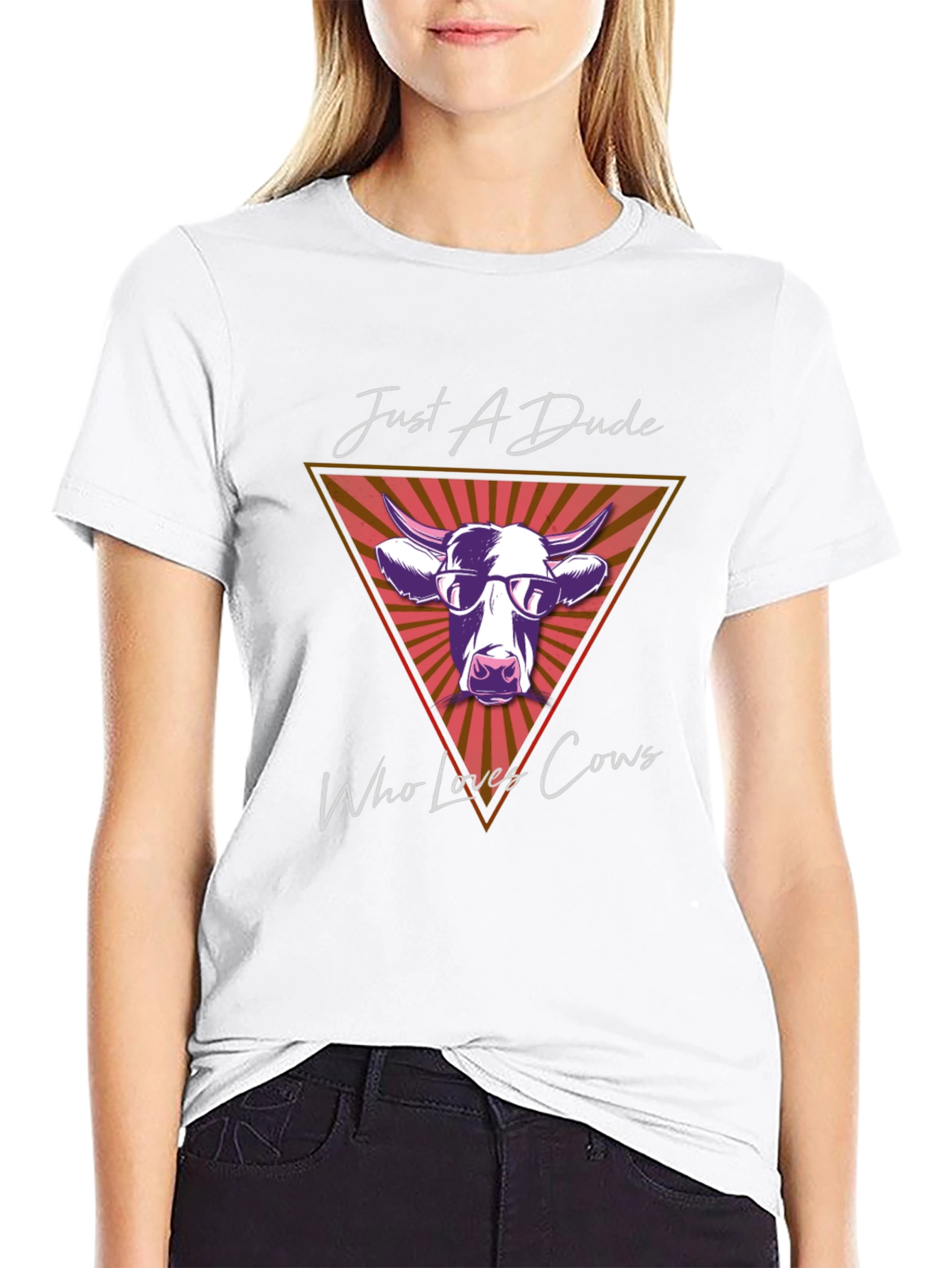 Black Just A Dude Who Loves Cows Graphic T-Shirt view 9
