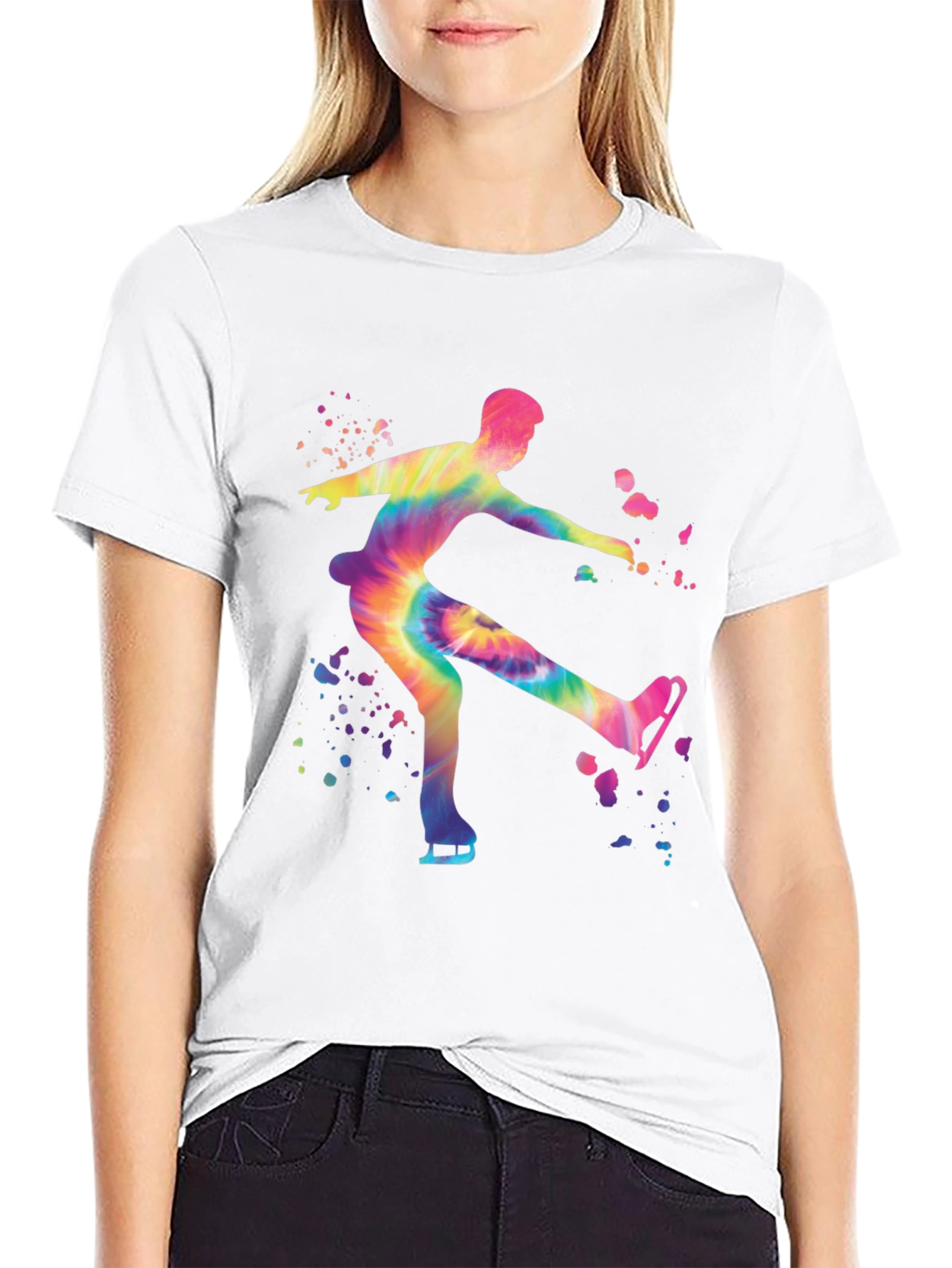Black Tie-Dye Ice Skater Graphic Tee view 9