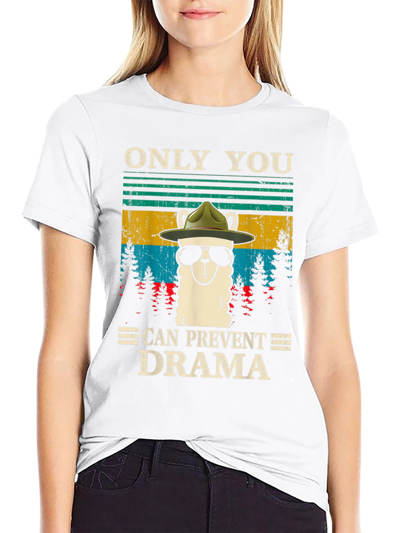 Black Llama Drama Prevention Graphic Tee view 9