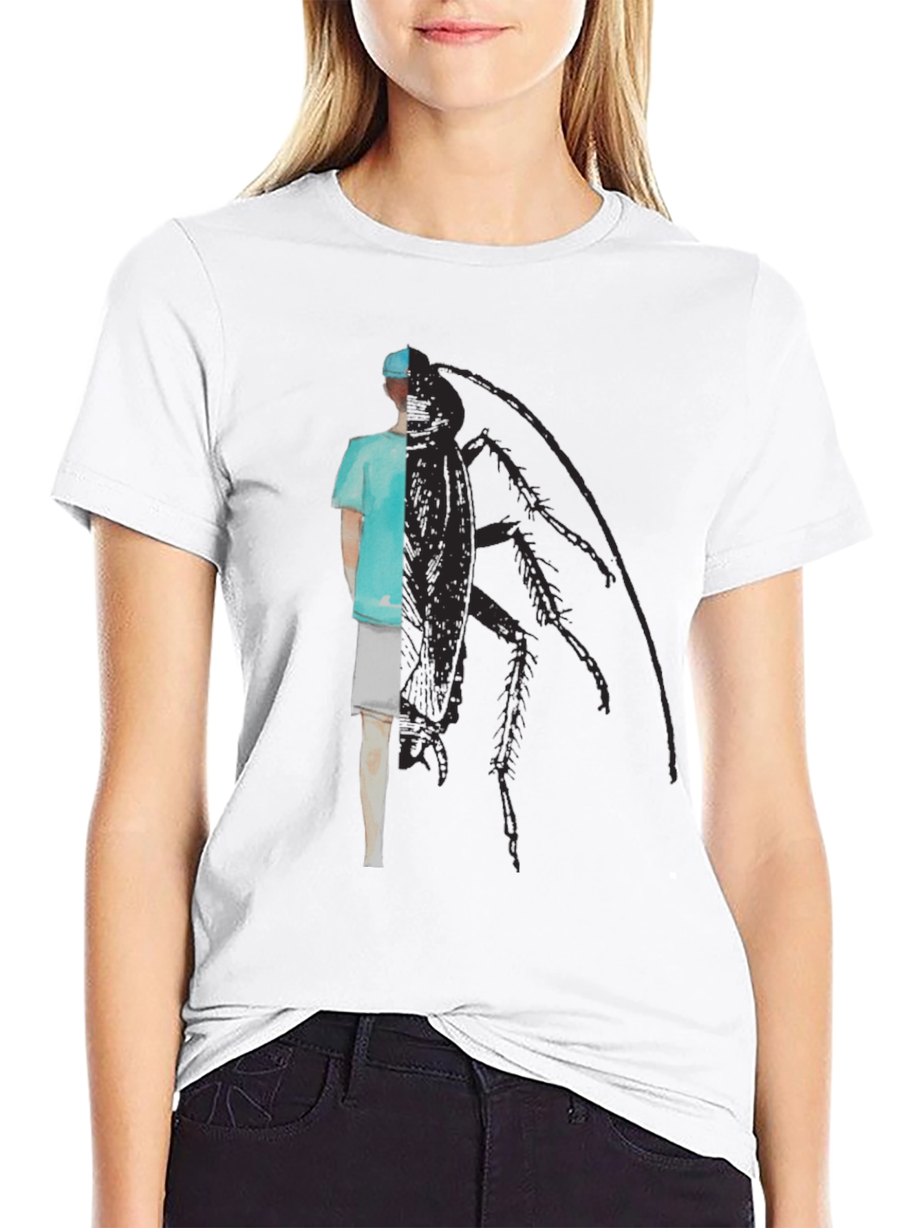Black Surreal Surgeon Cockroach Graphic Tee - Black Cotton view 9