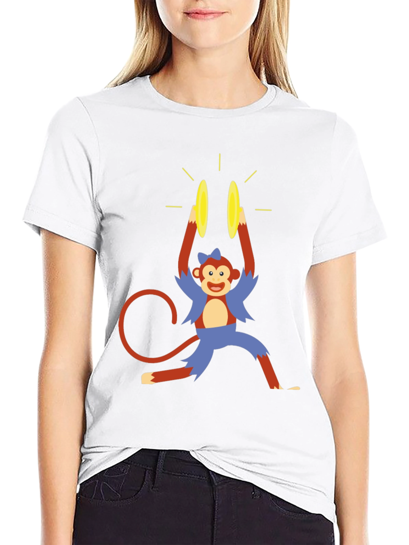Black Monkey Cymbal T-Shirt - Funny Cartoon Design view 9