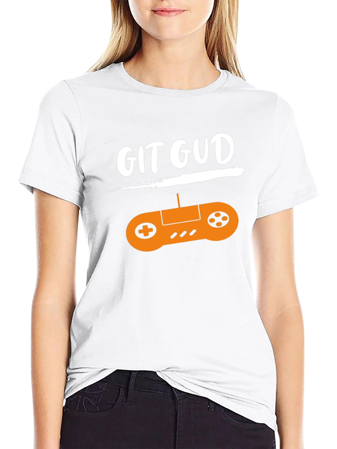 Black Git Gud Gamer T-Shirt - Black Cotton Tee with Controller Design view 9