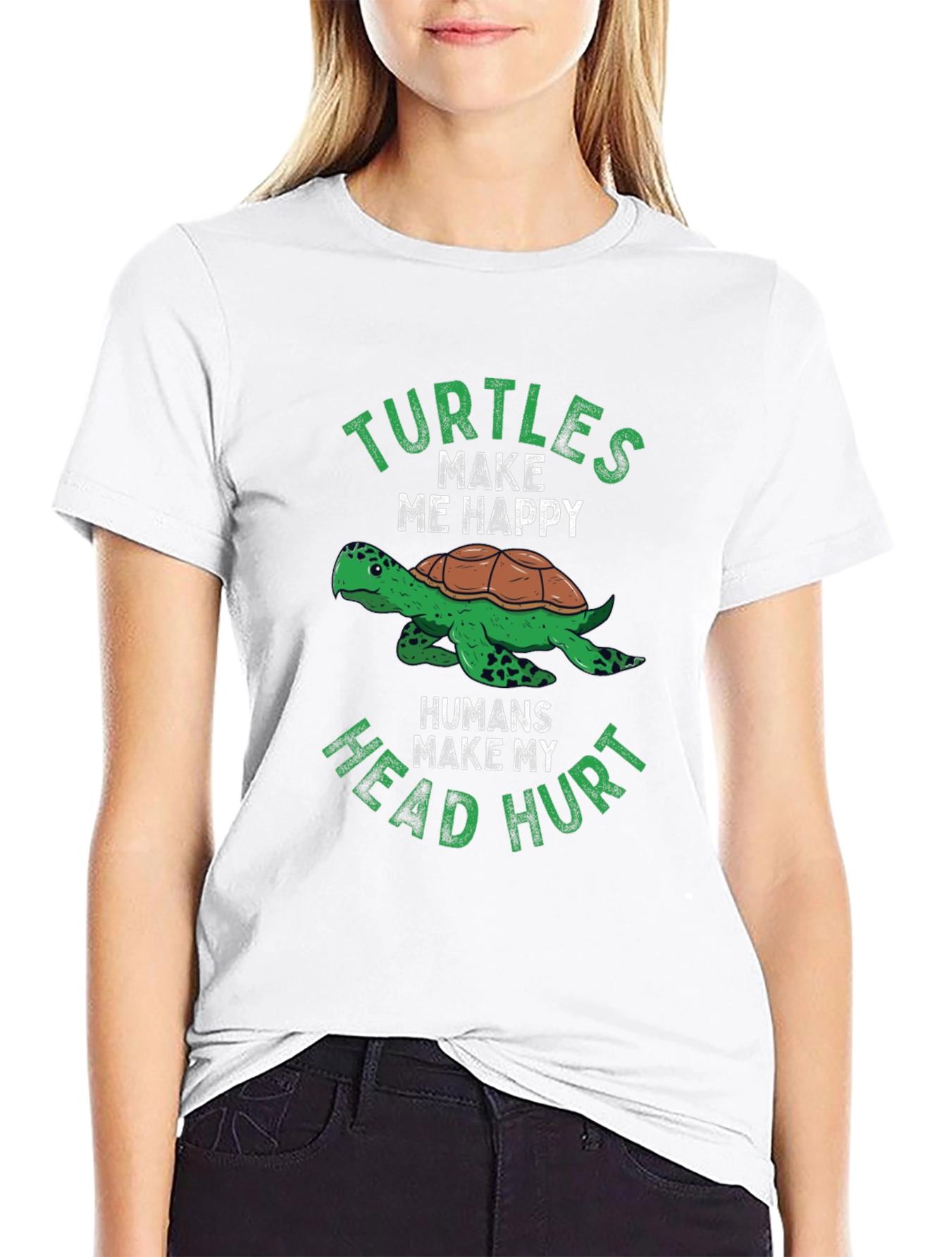 Black Funny Turtle T-Shirt - Turtles Make Me Happy Tee view 9