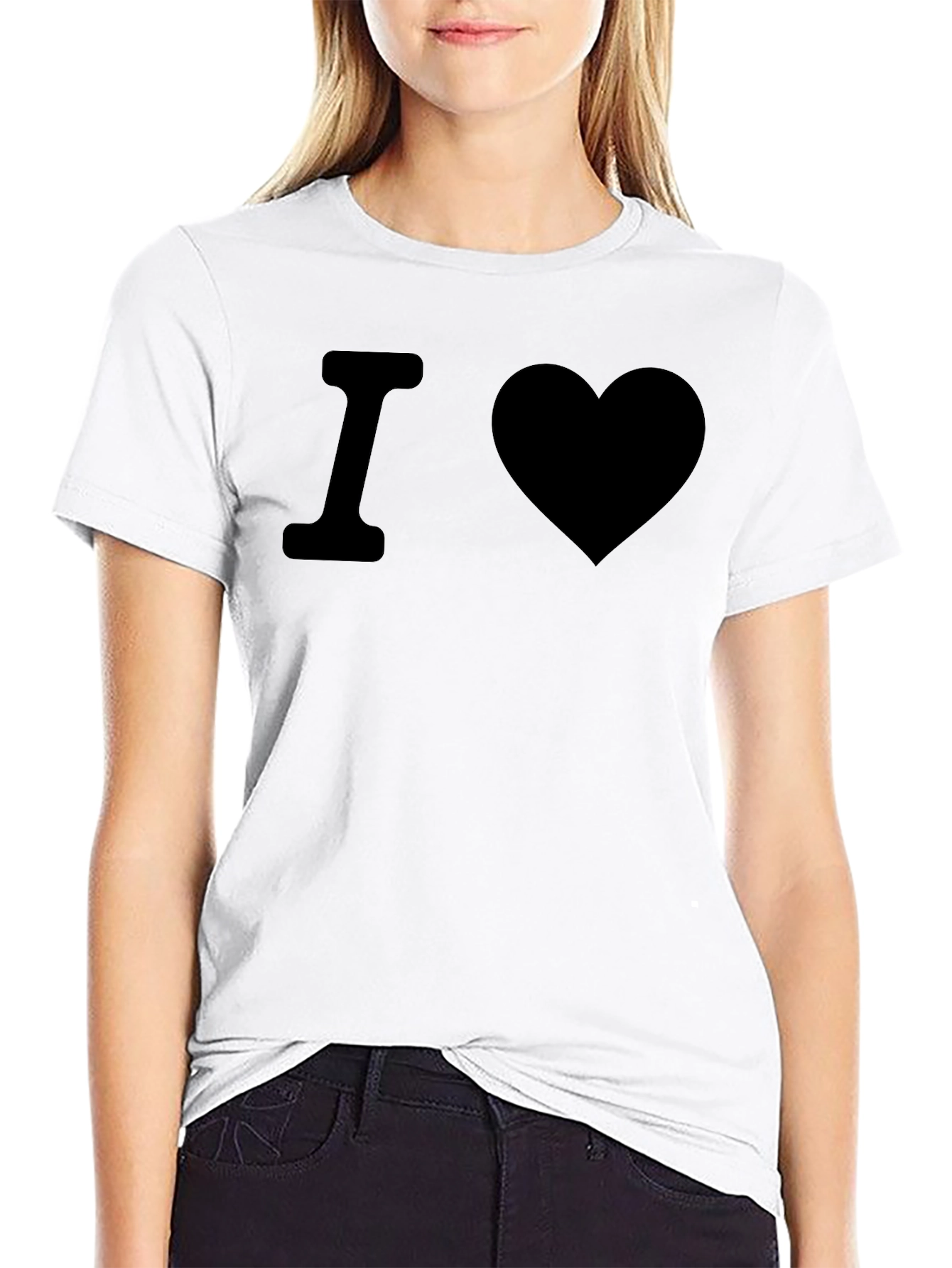 Black I Heart T-Shirt - Black Crew Neck Cotton Tee view 9