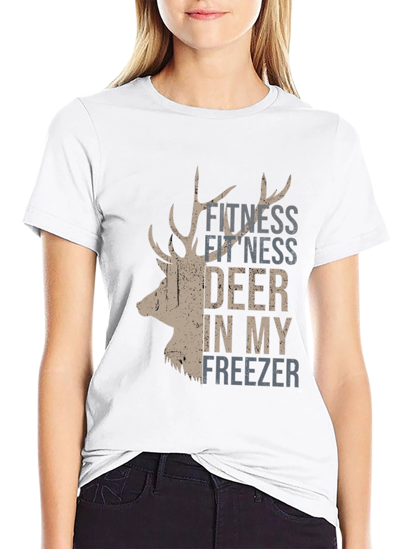 Black Fitness Deer In My Freezer T-Shirt view 9