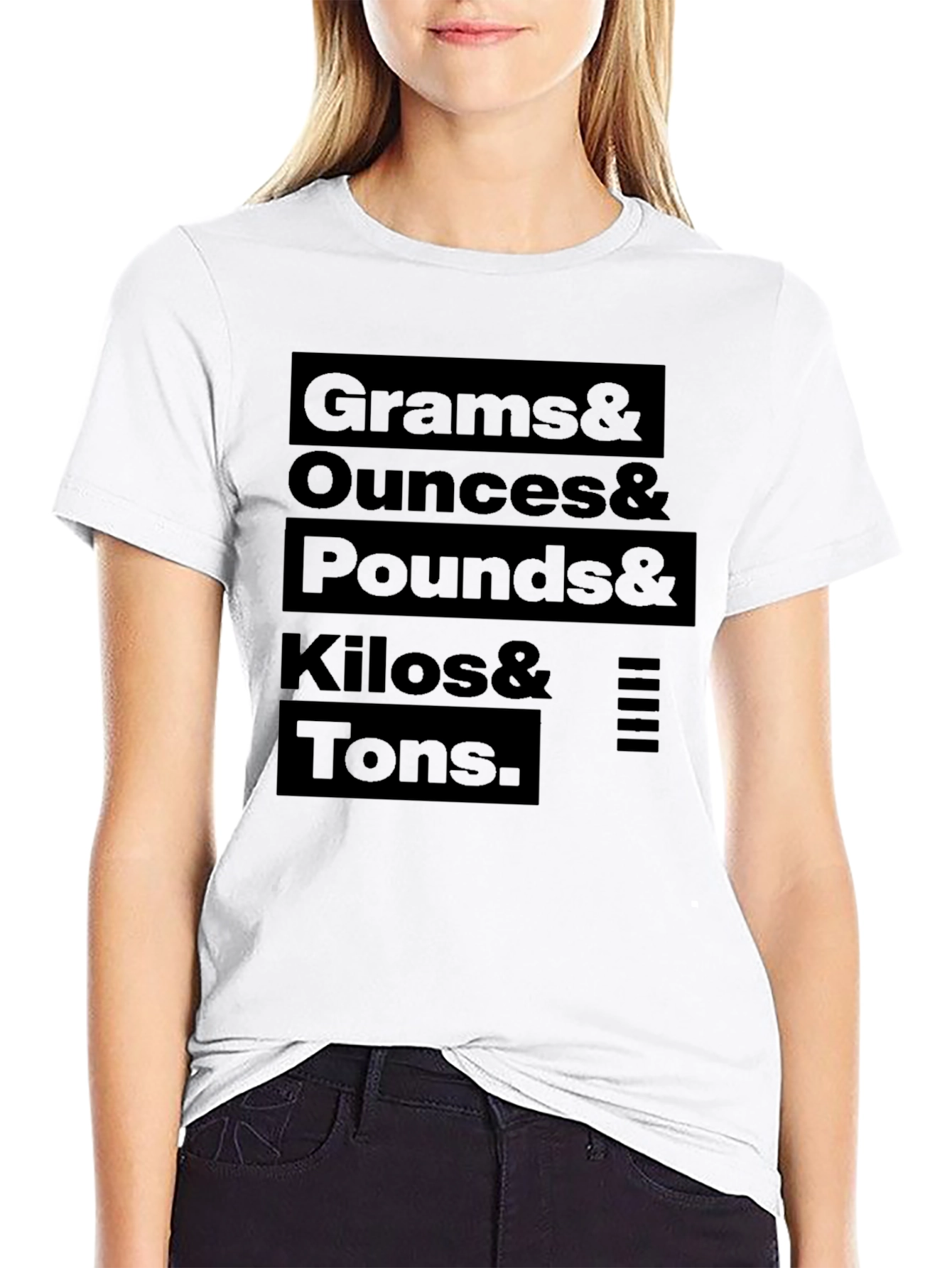 Black Grams to Tons T-Shirt - Funny Weight Conversion Tee view 9