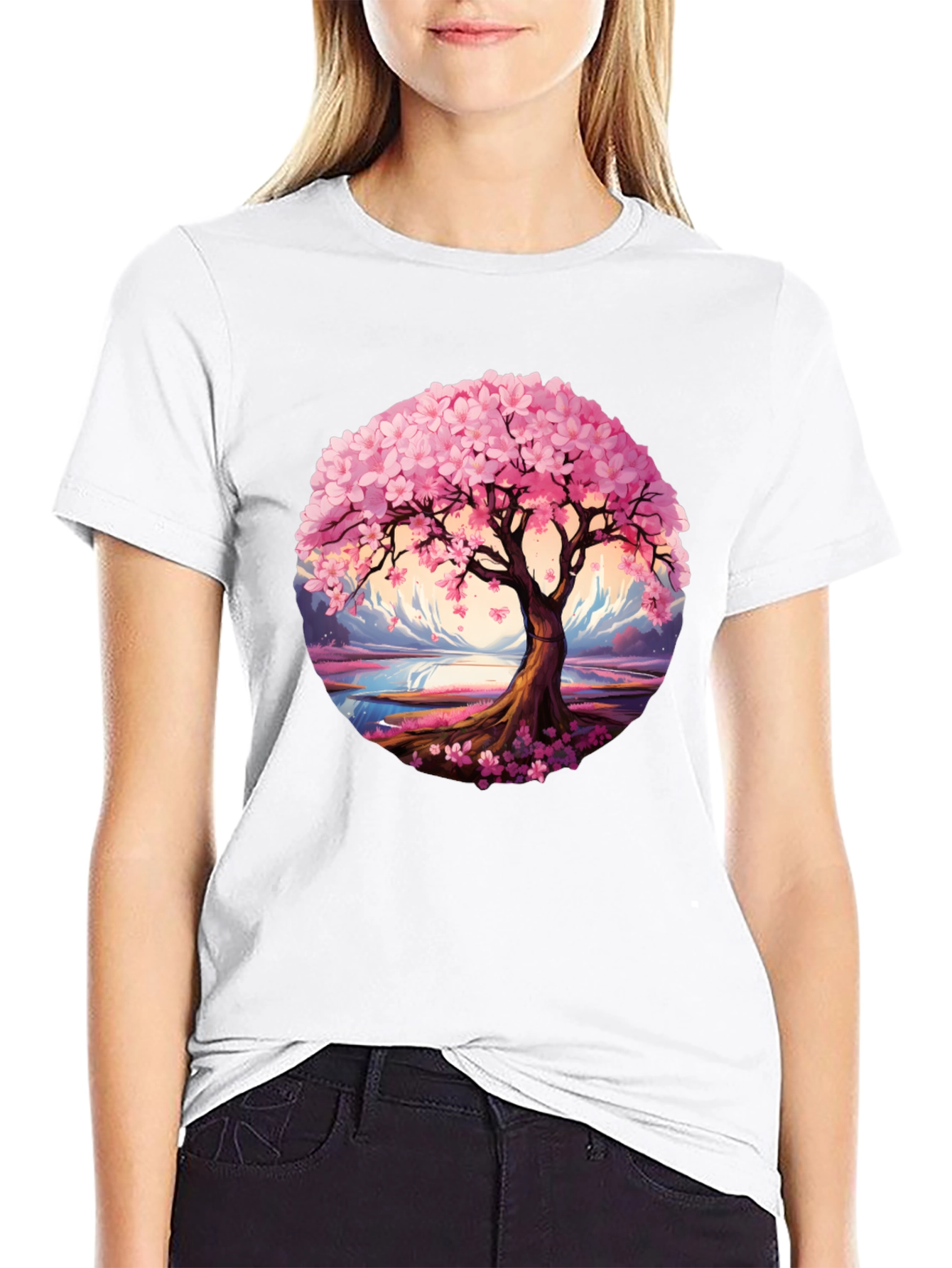 Black Cherry Blossom Tree Graphic Tee view 9